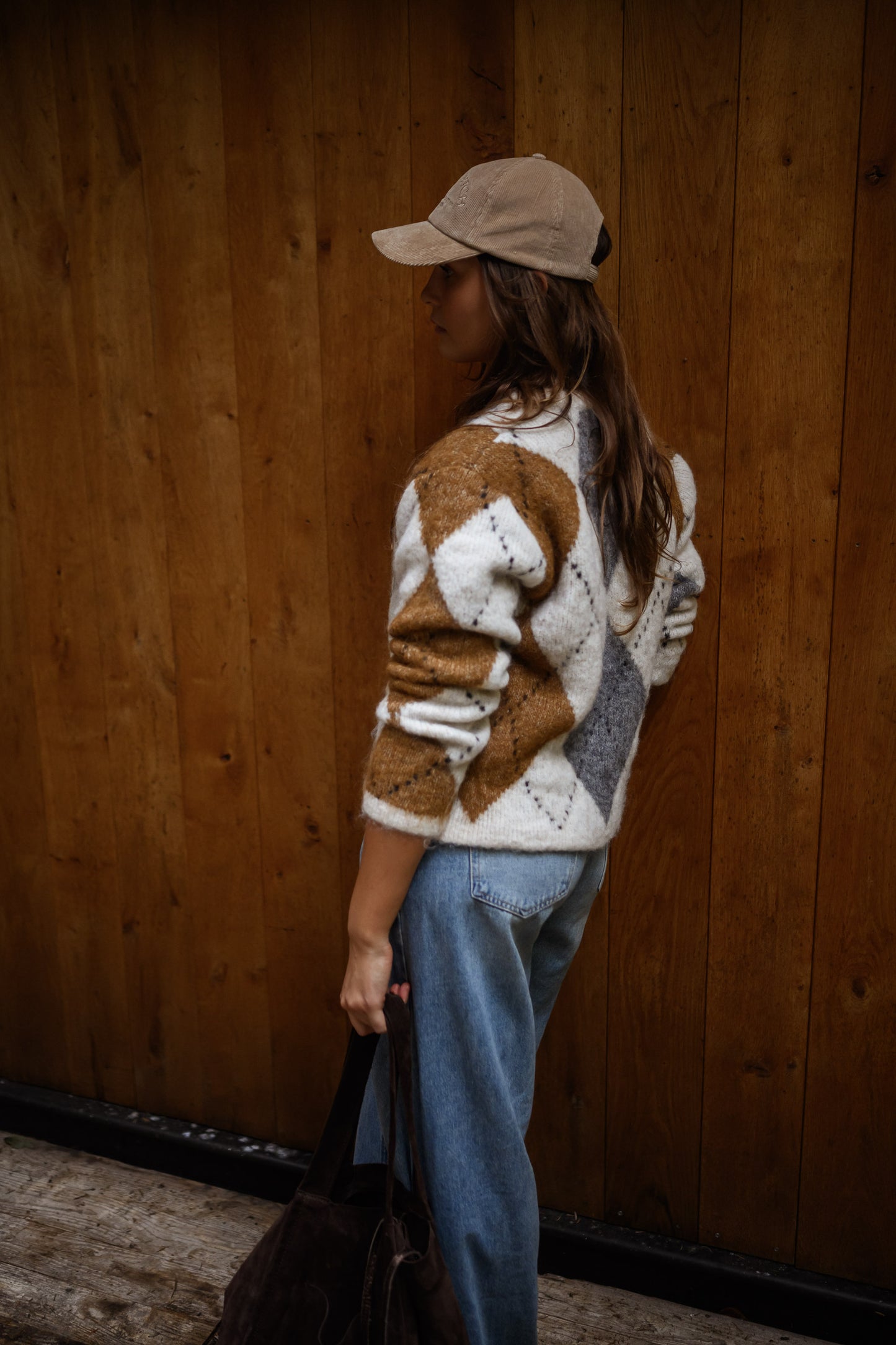 Brown Checkered Diaz Cardigan