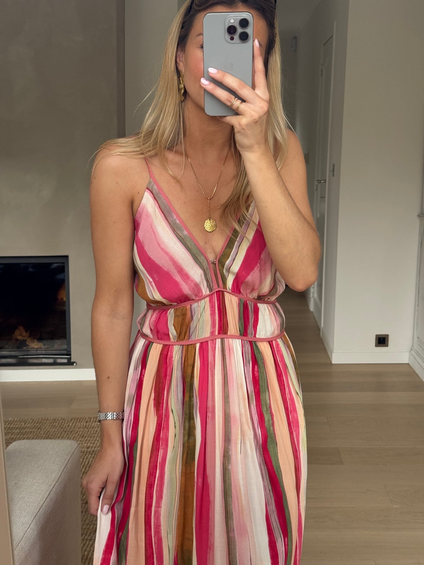 Pink Striped Sanah Dress