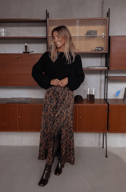 Black Bridget Floral Skirt