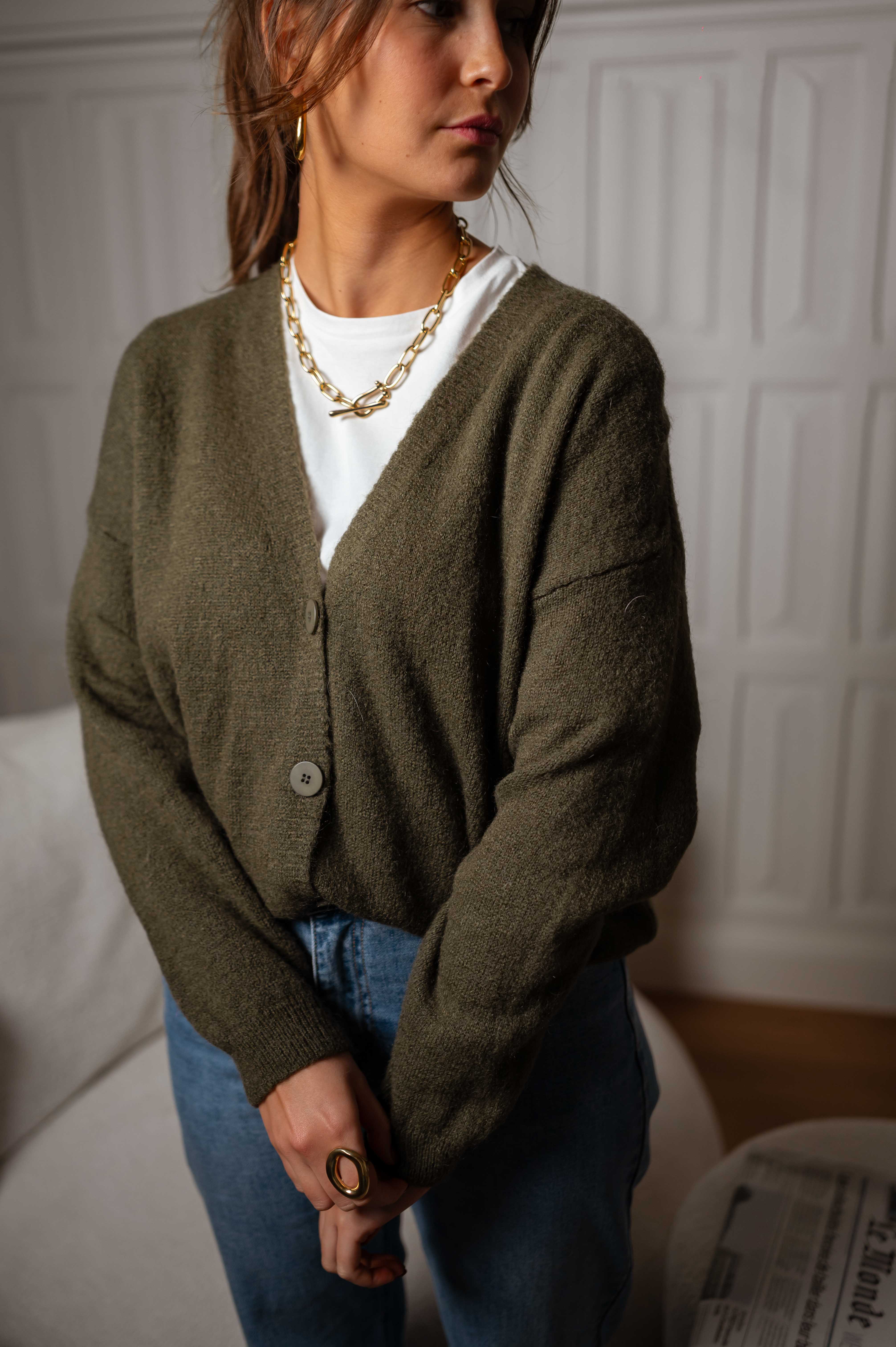 Khaki Gina Cardigan