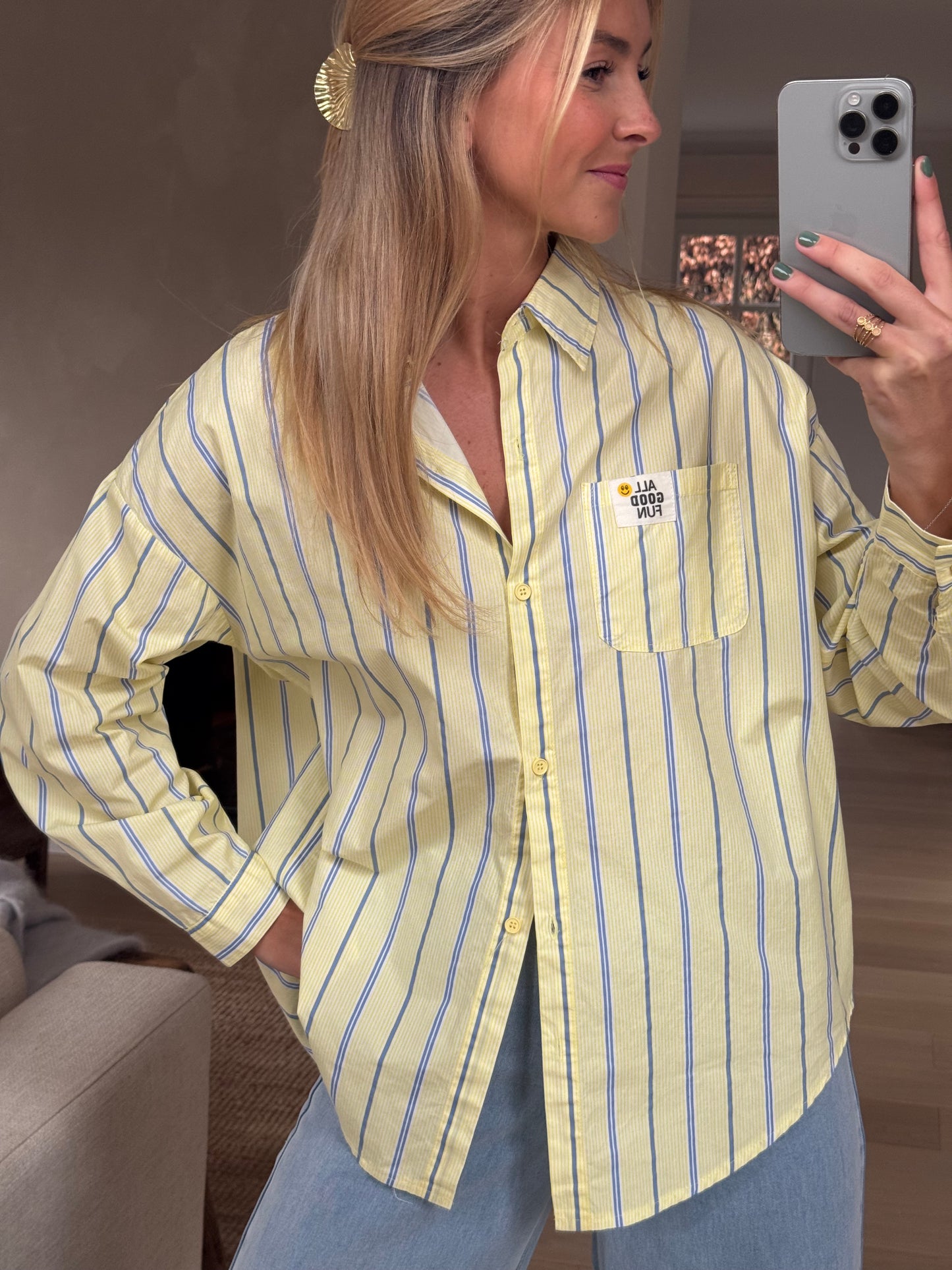 Yellow Striped Happy Shirt