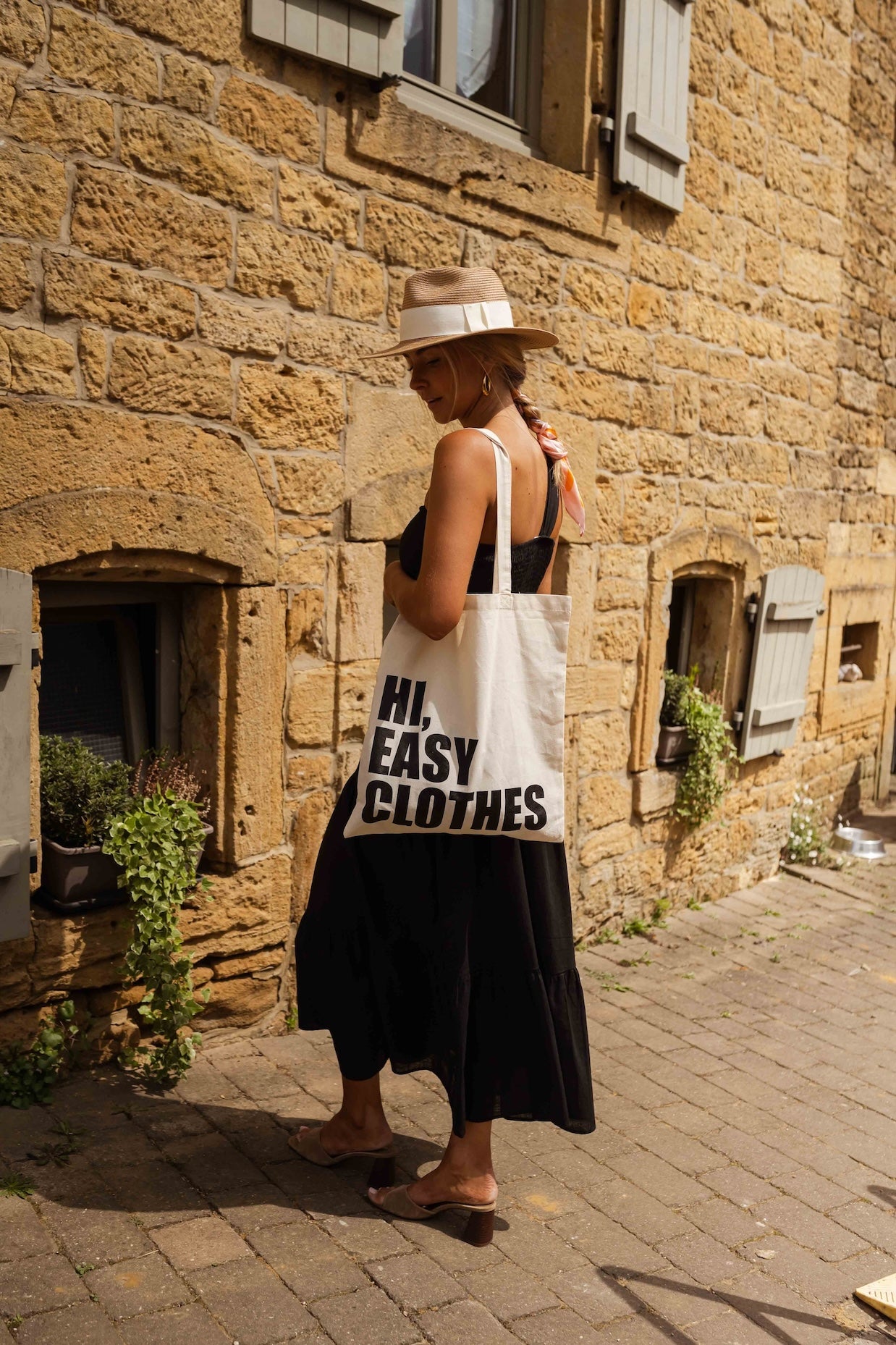 Beige and Black Easy Clothes Tote Bag
