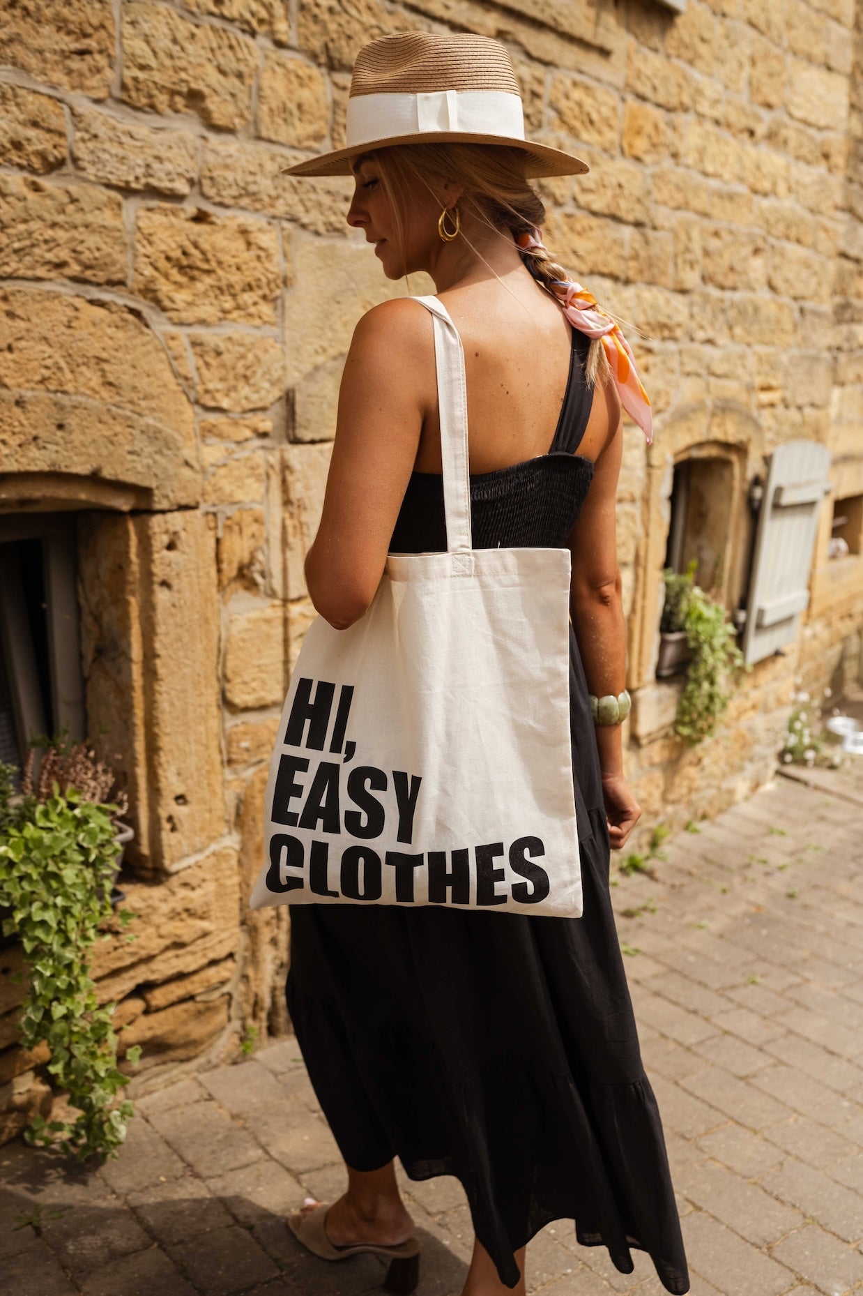 Beige and Black Easy Clothes Tote Bag