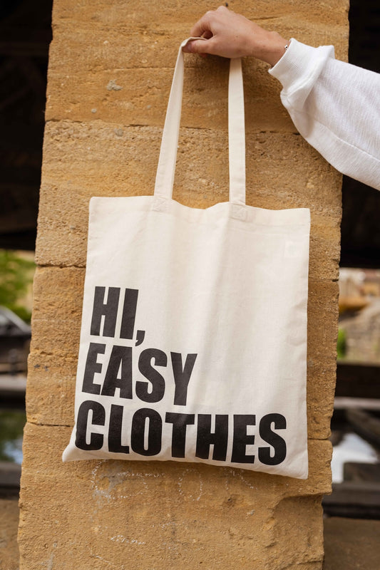 Beige and Black Easy Clothes Tote Bag