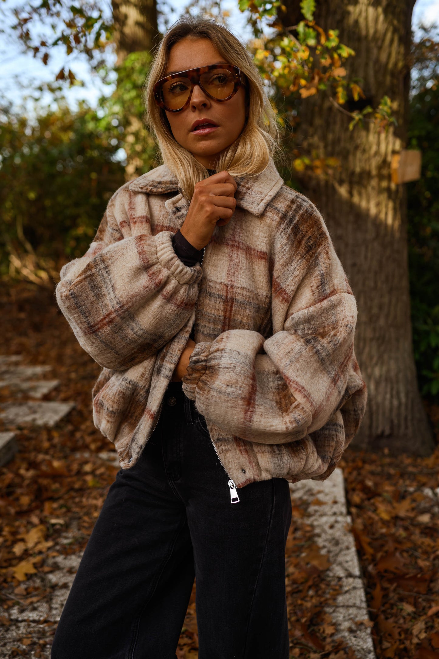 Beige Checkered Dawson Jacket