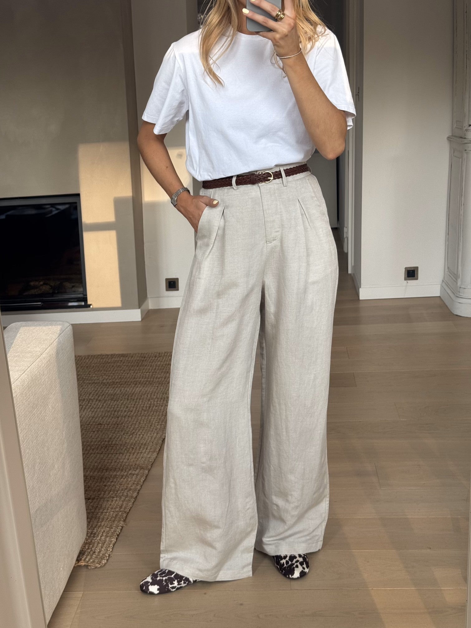 Beige Linen Romuald Pants