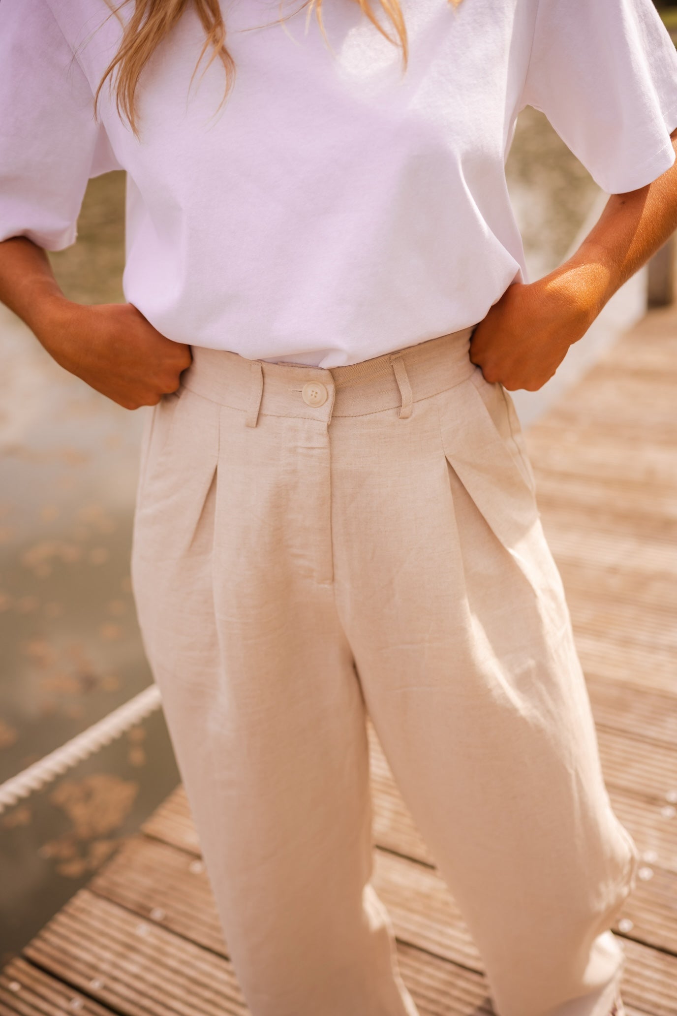 Beige Linen Romuald Pants
