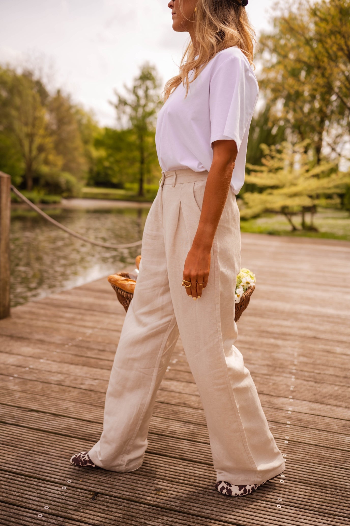 Beige Linen Romuald Pants
