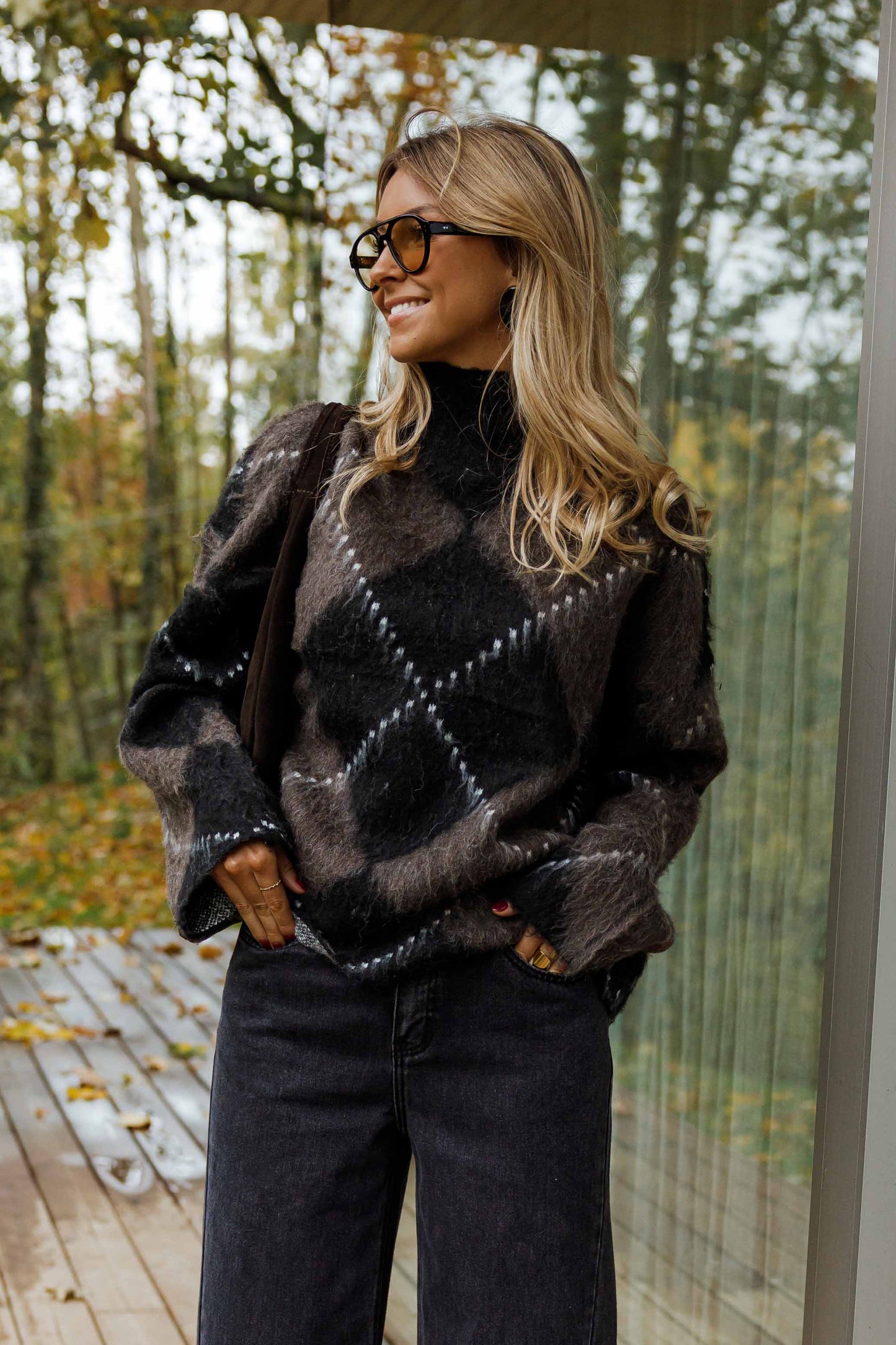 Brown and Black Checkered Felix Sweater