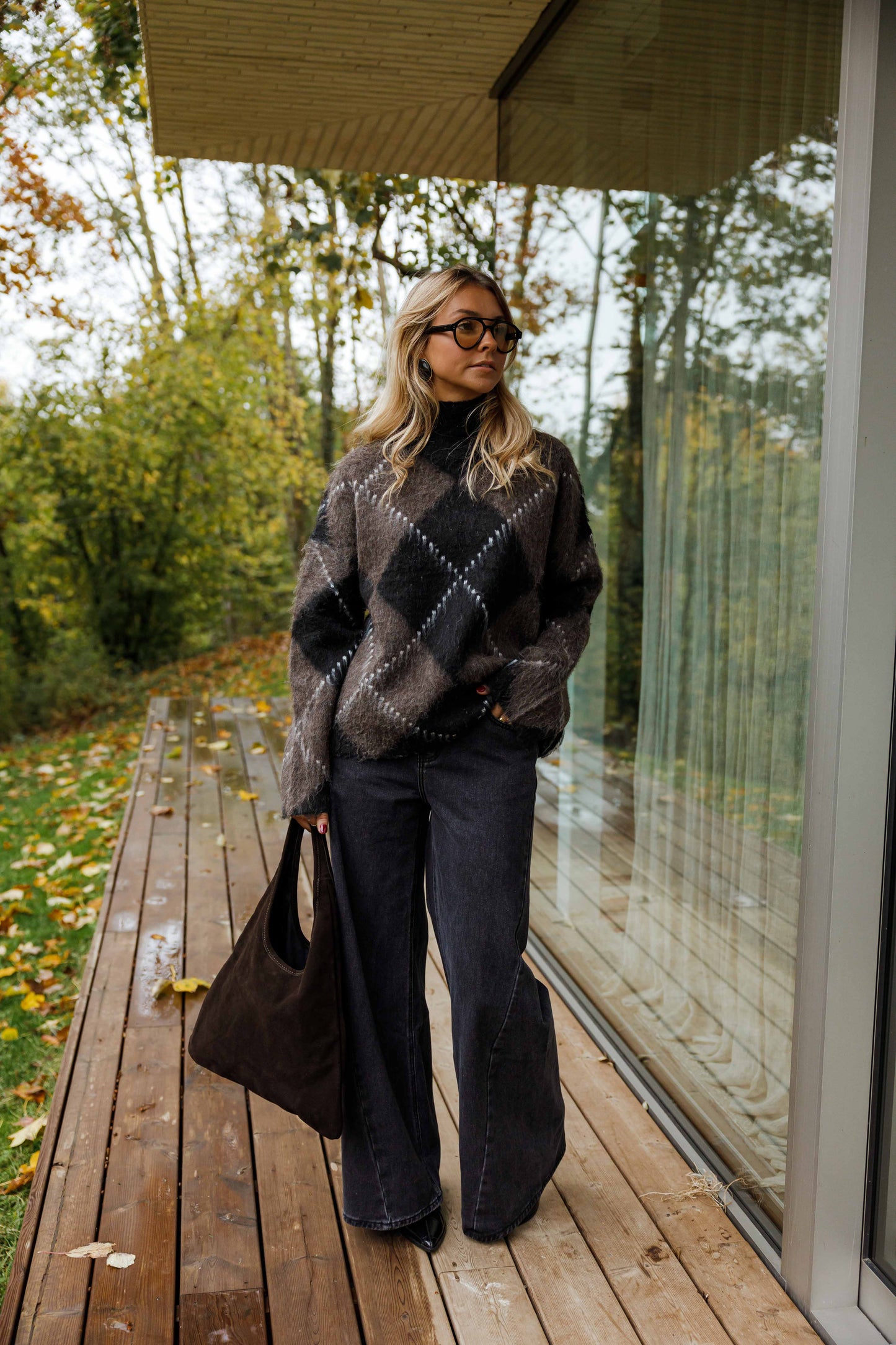 Brown and Black Checkered Felix Sweater