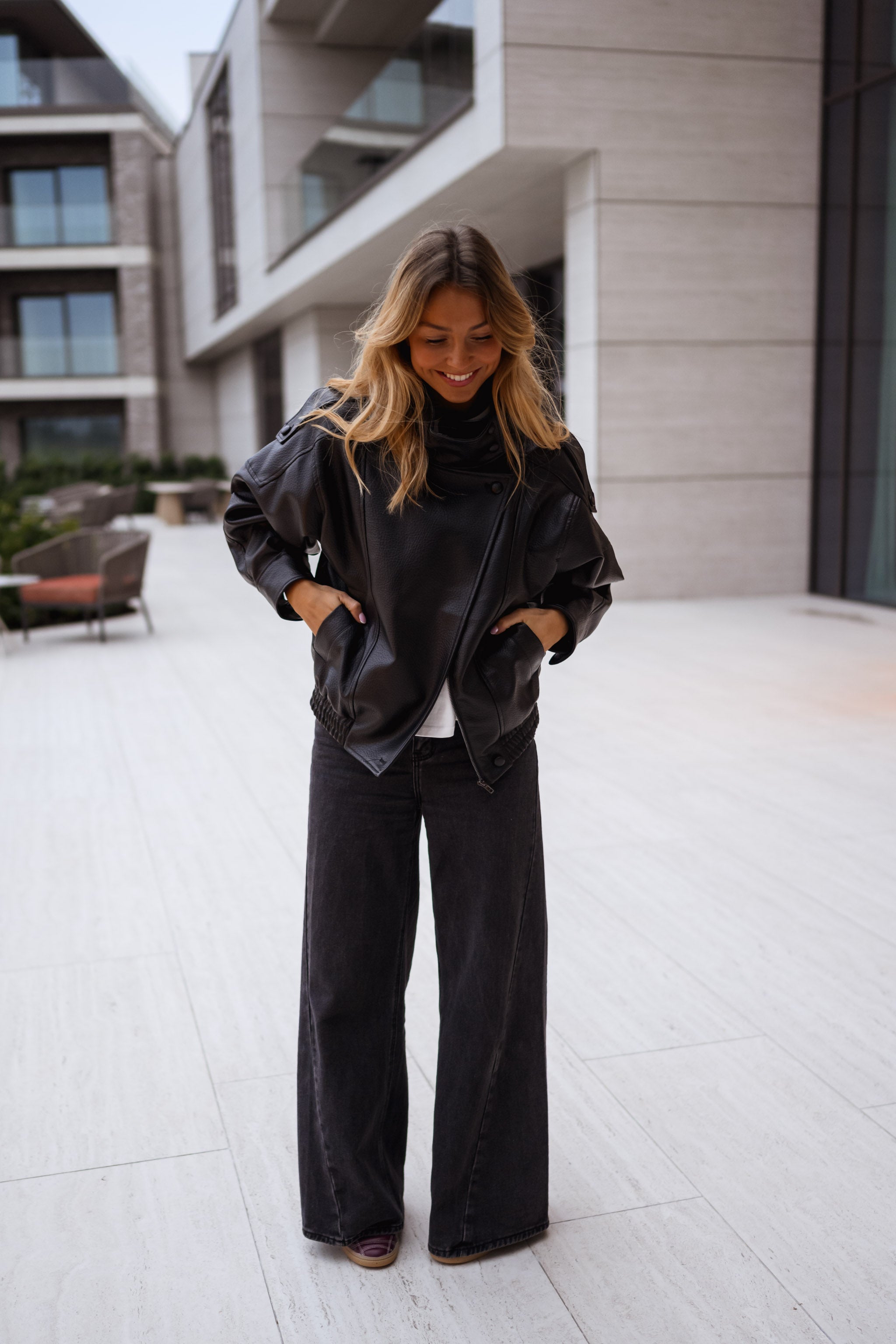 Black Faux Leather Deborah Jacket