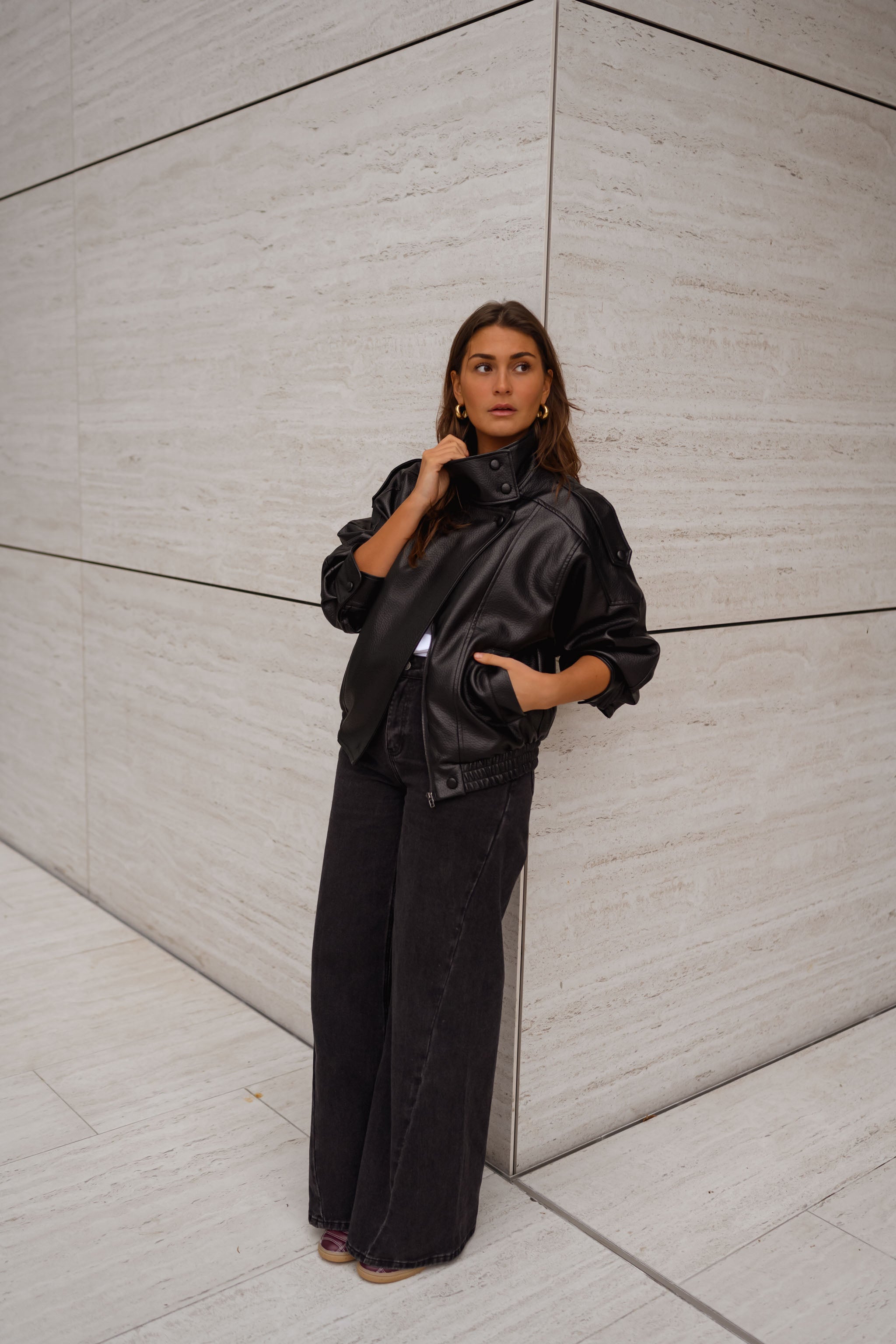 Black Faux Leather Deborah Jacket