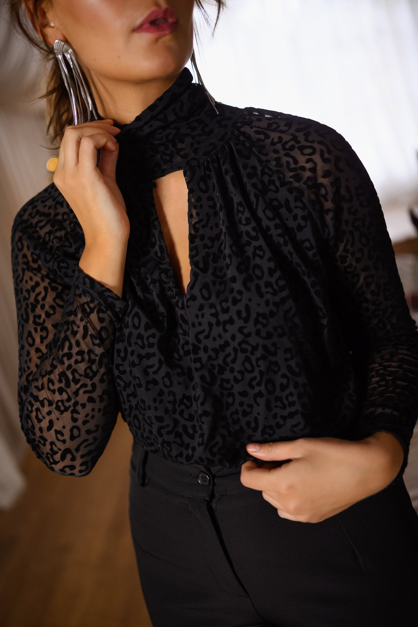 Black Leopard Julia Bodysuit