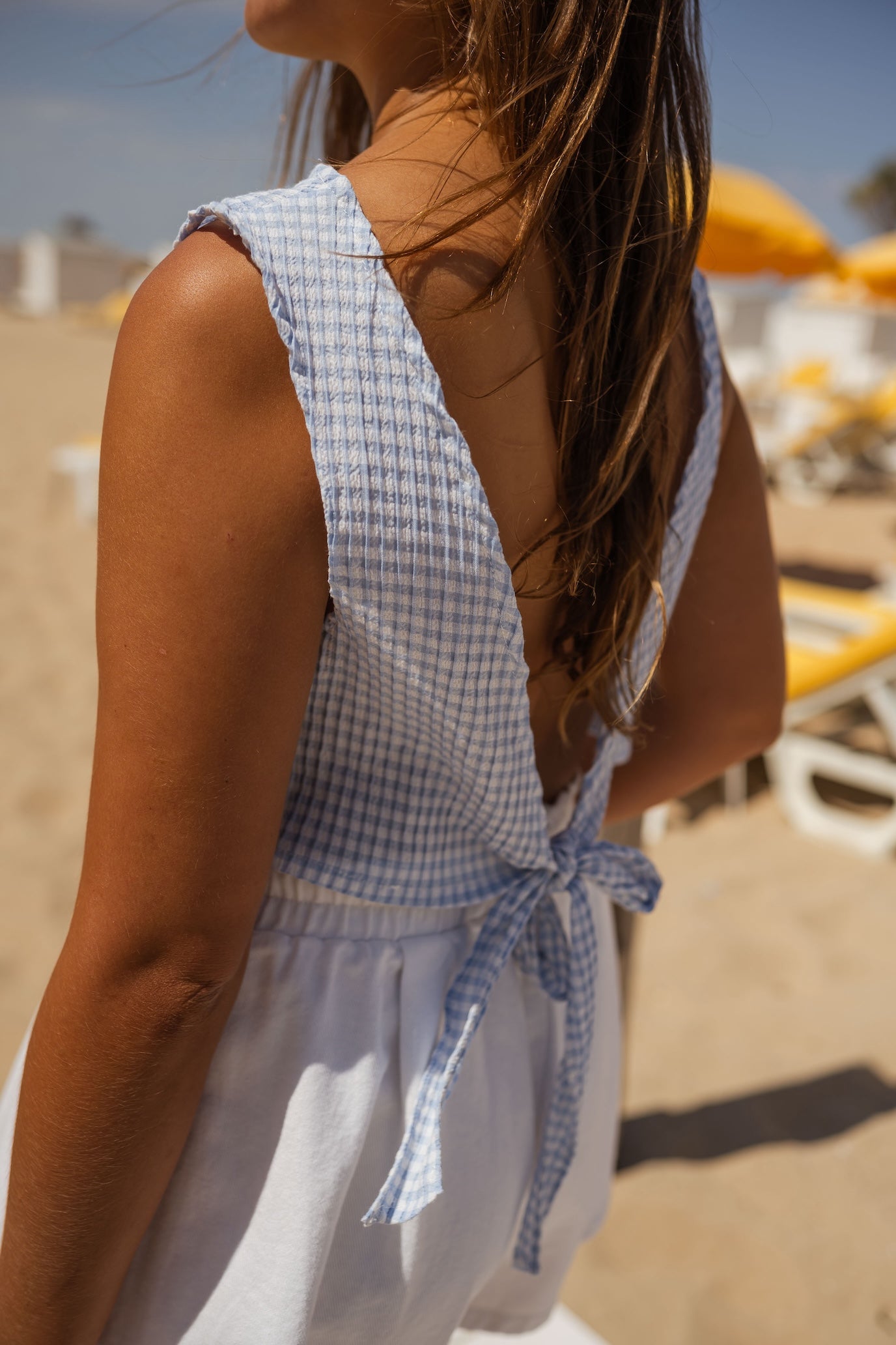 Blue and Ecru Charlene Top