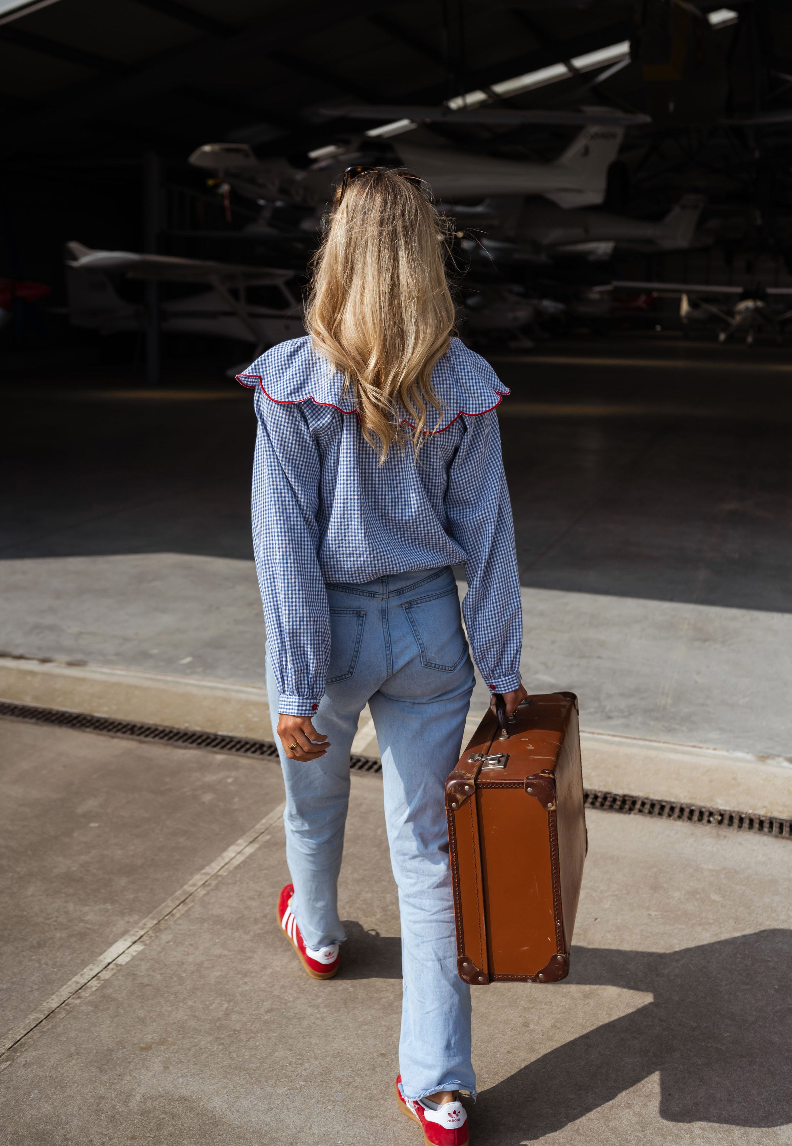 Blue and Ecru Checkered Yelena Shirt