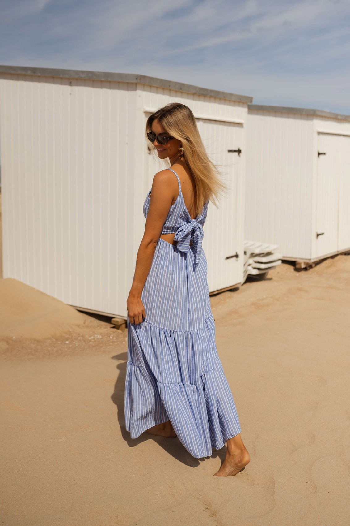 Blue and Ecru Striped Orria Dress