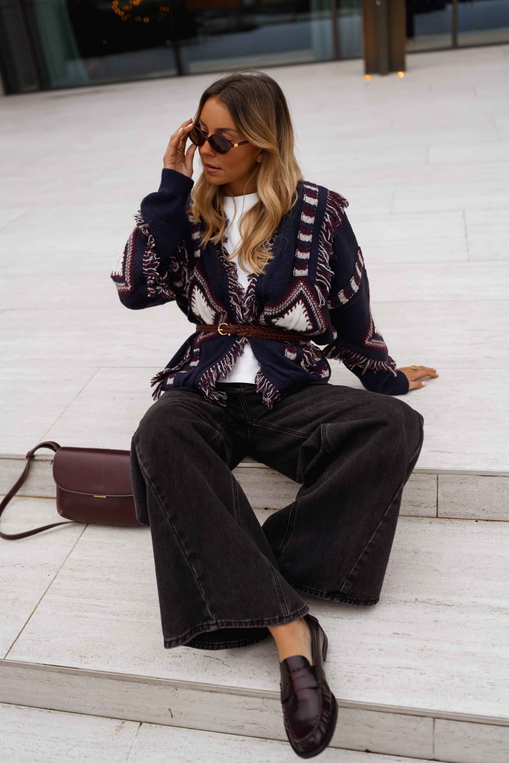 Blue Patterned Leone Cardigan