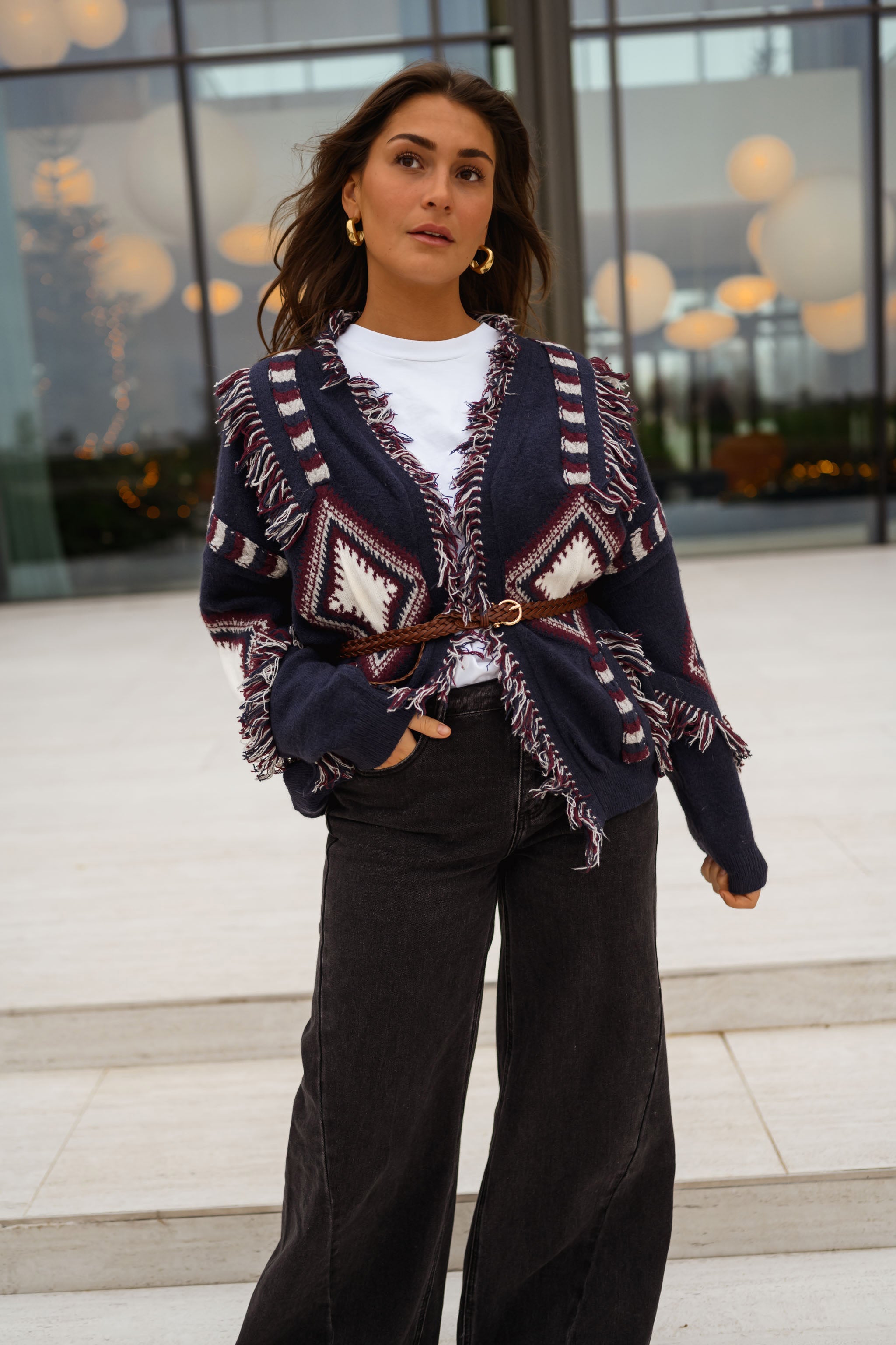 Blue Patterned Leone Cardigan