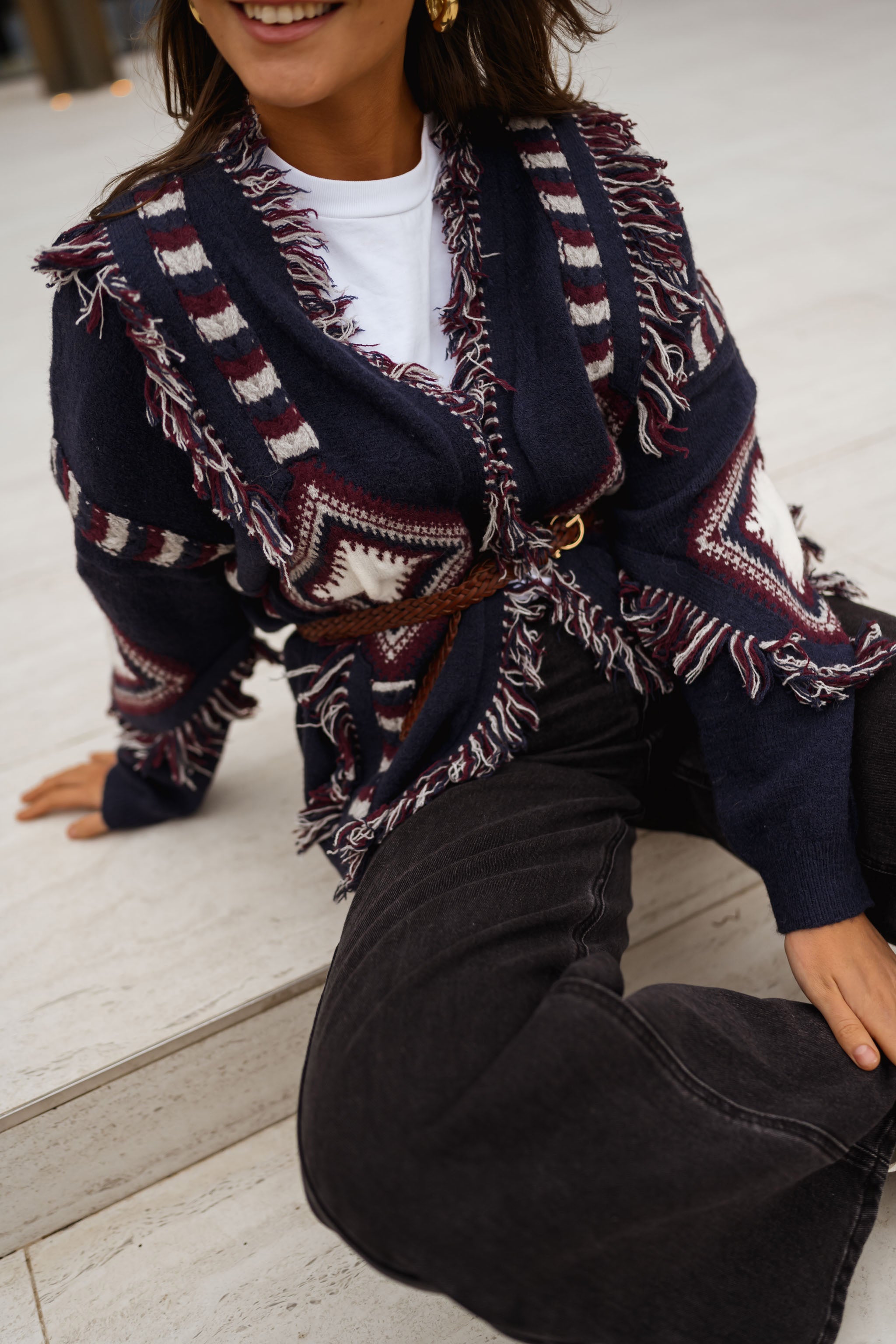 Blue Patterned Leone Cardigan