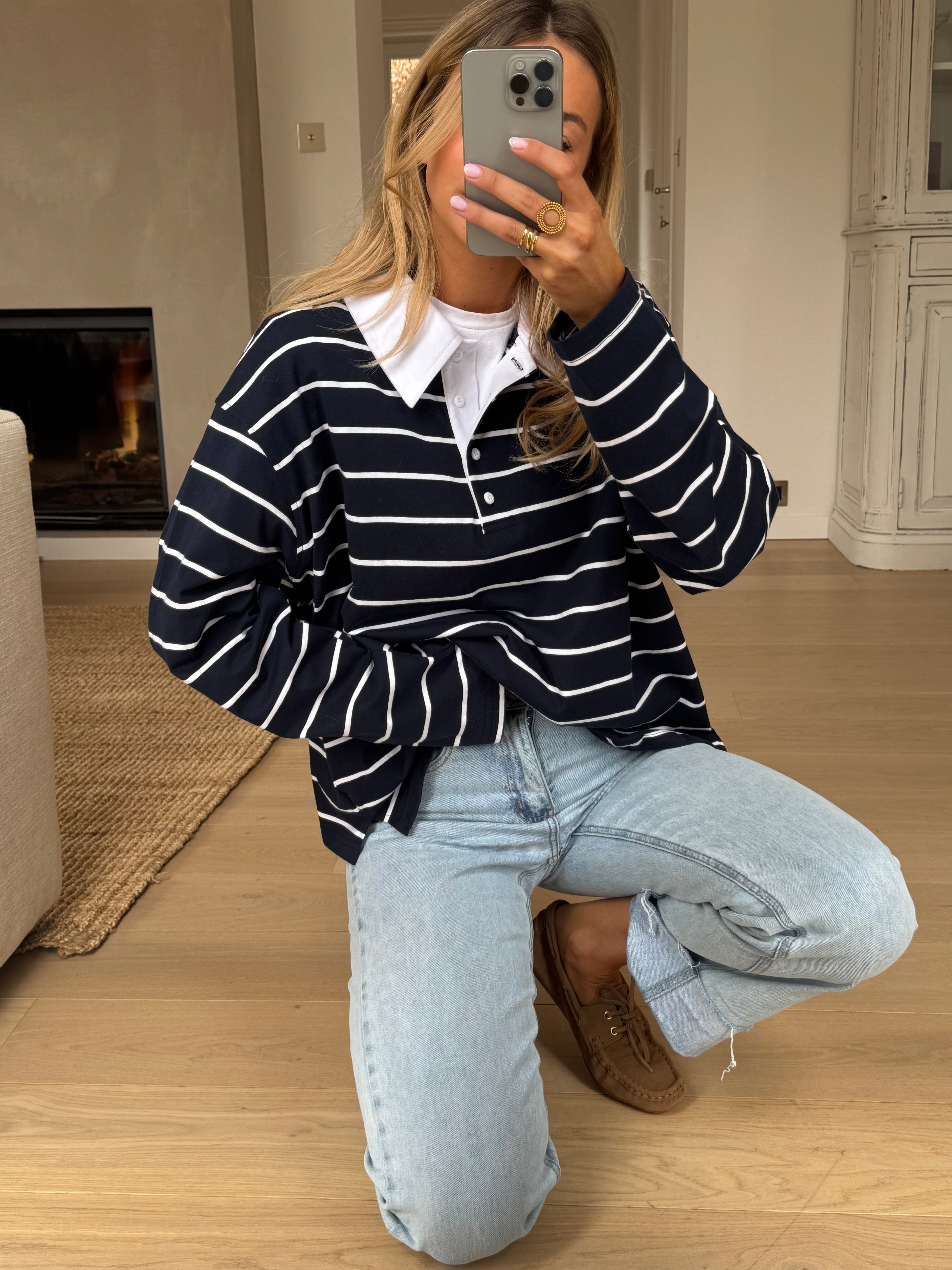 Blue Striped Nicoli Polo Shirt