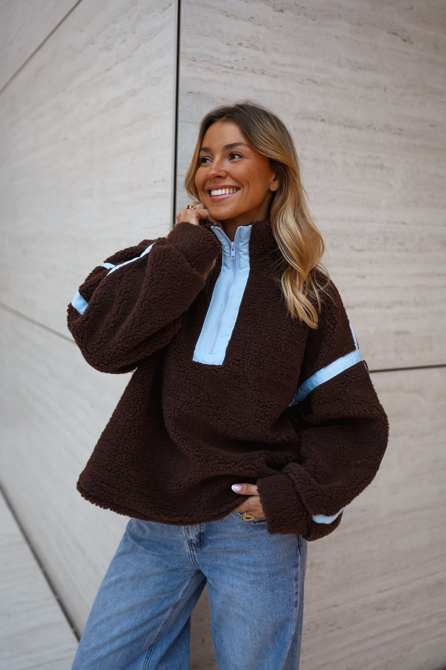 Brown and Blue Faba Fleece