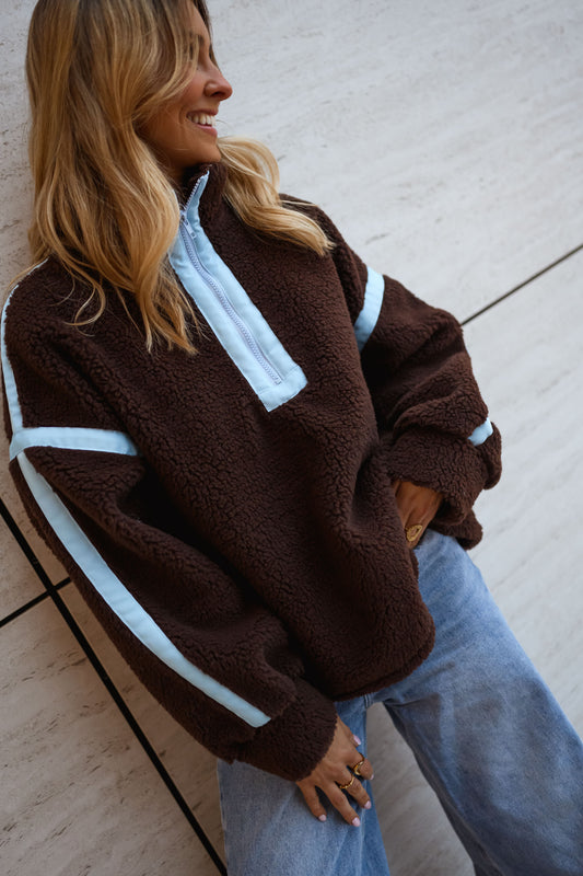 Brown and Blue Faba Fleece