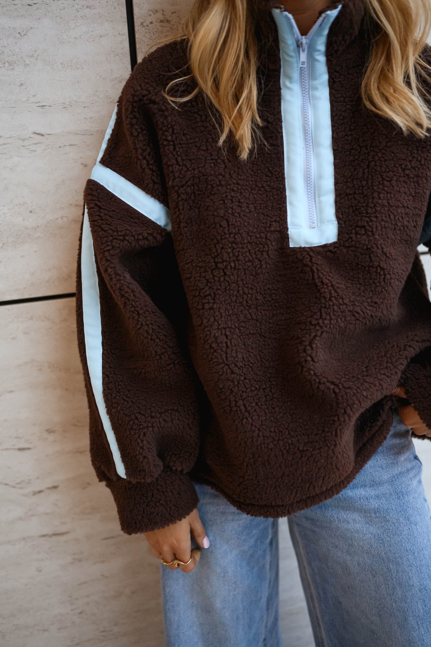 Brown and Blue Faba Fleece