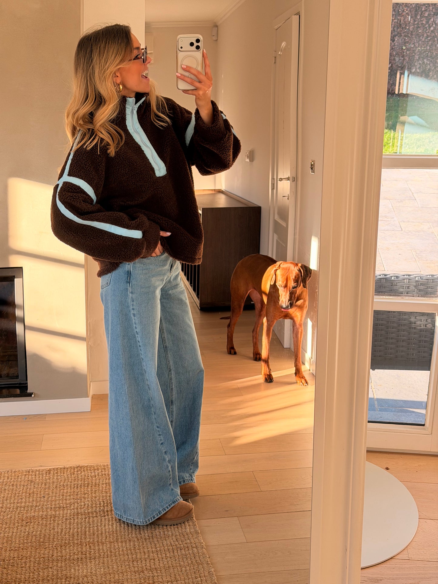 Brown and Blue Faba Fleece