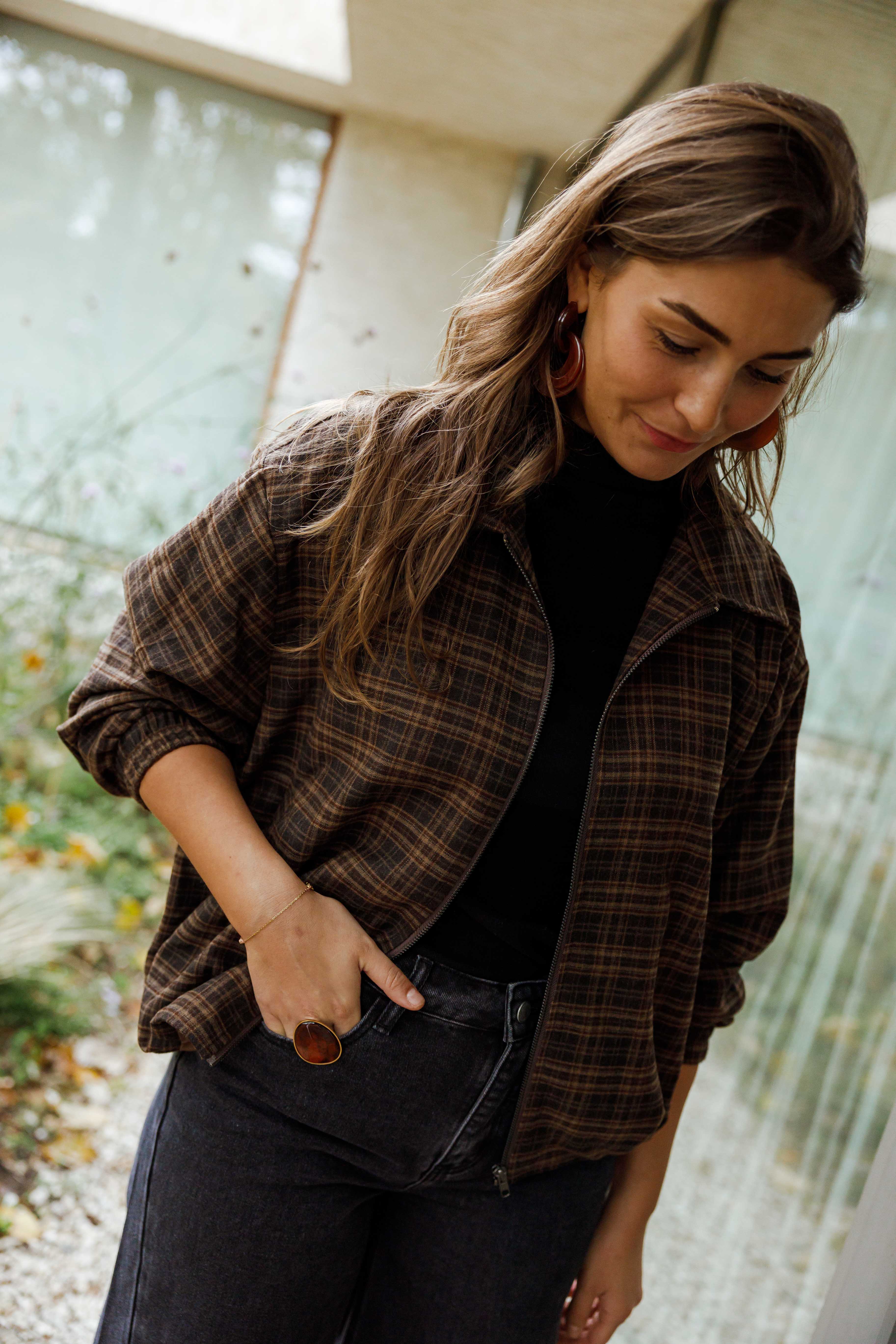 Brown Checkered Philipa Jacket