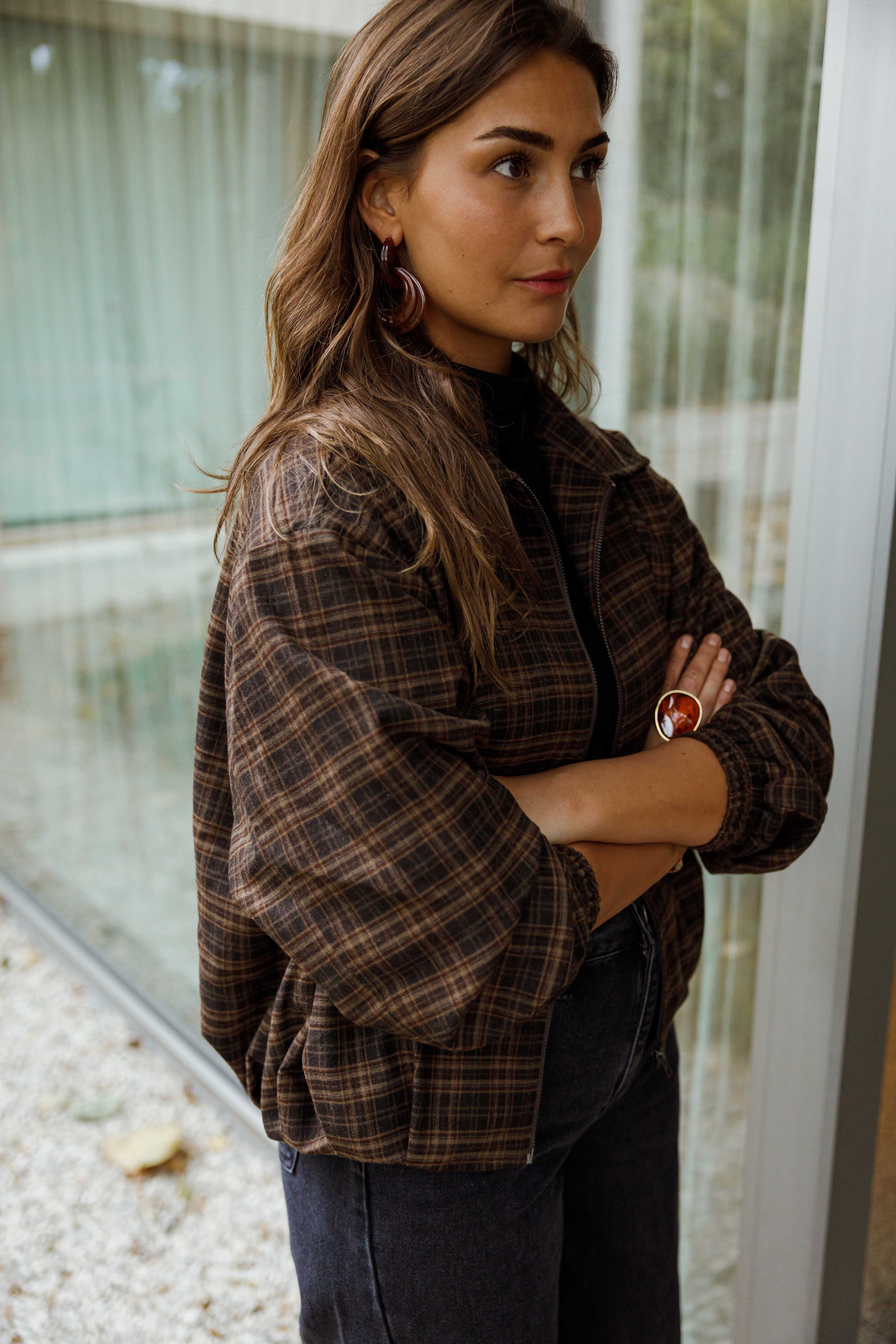 Brown Checkered Philipa Jacket