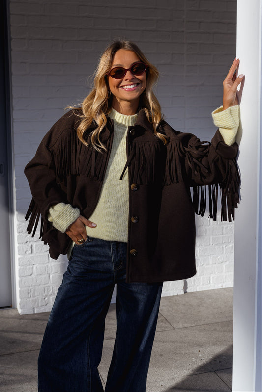 Brown Fringed Cassian Jacket