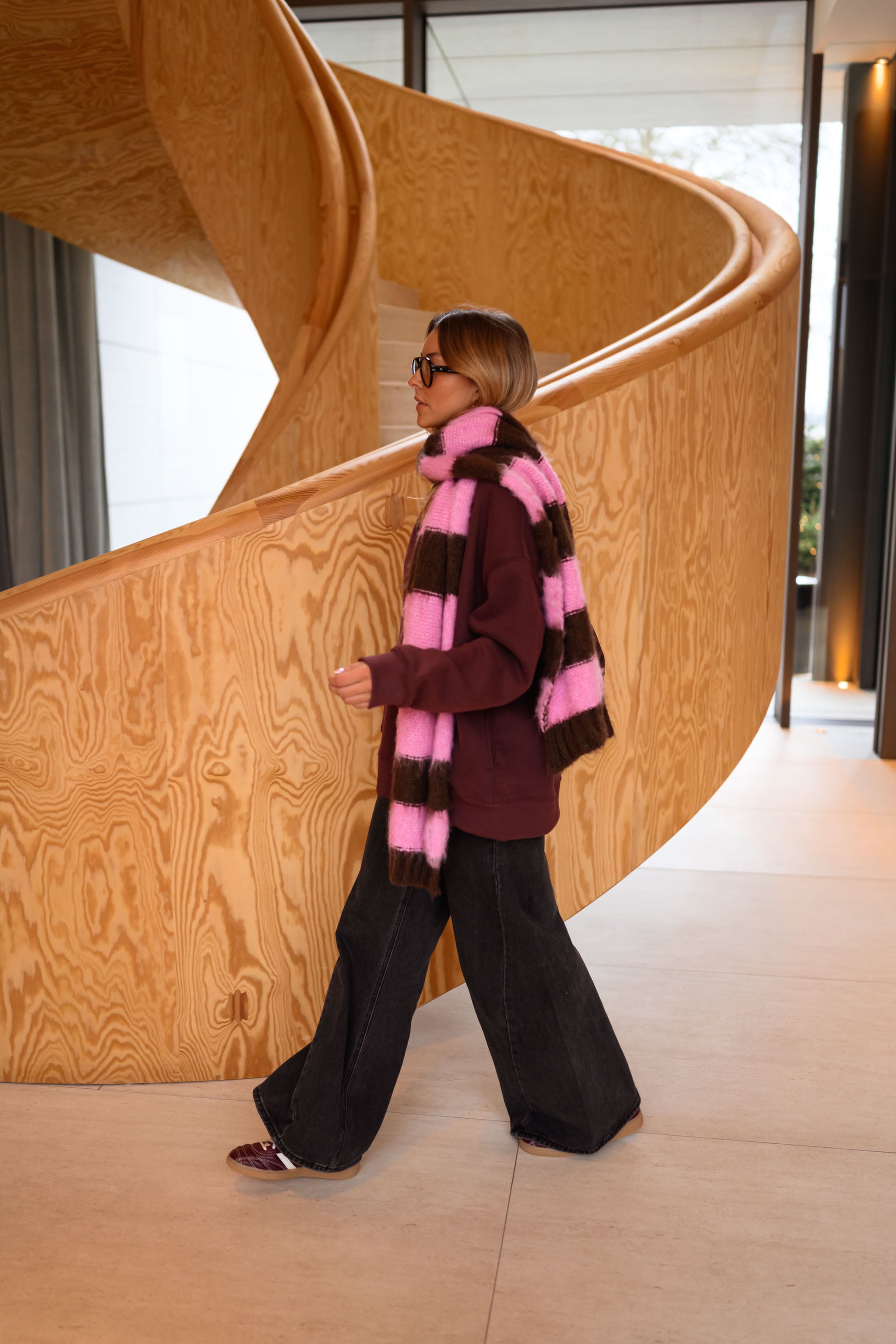 Brown and Pink Striped Stina Scarf