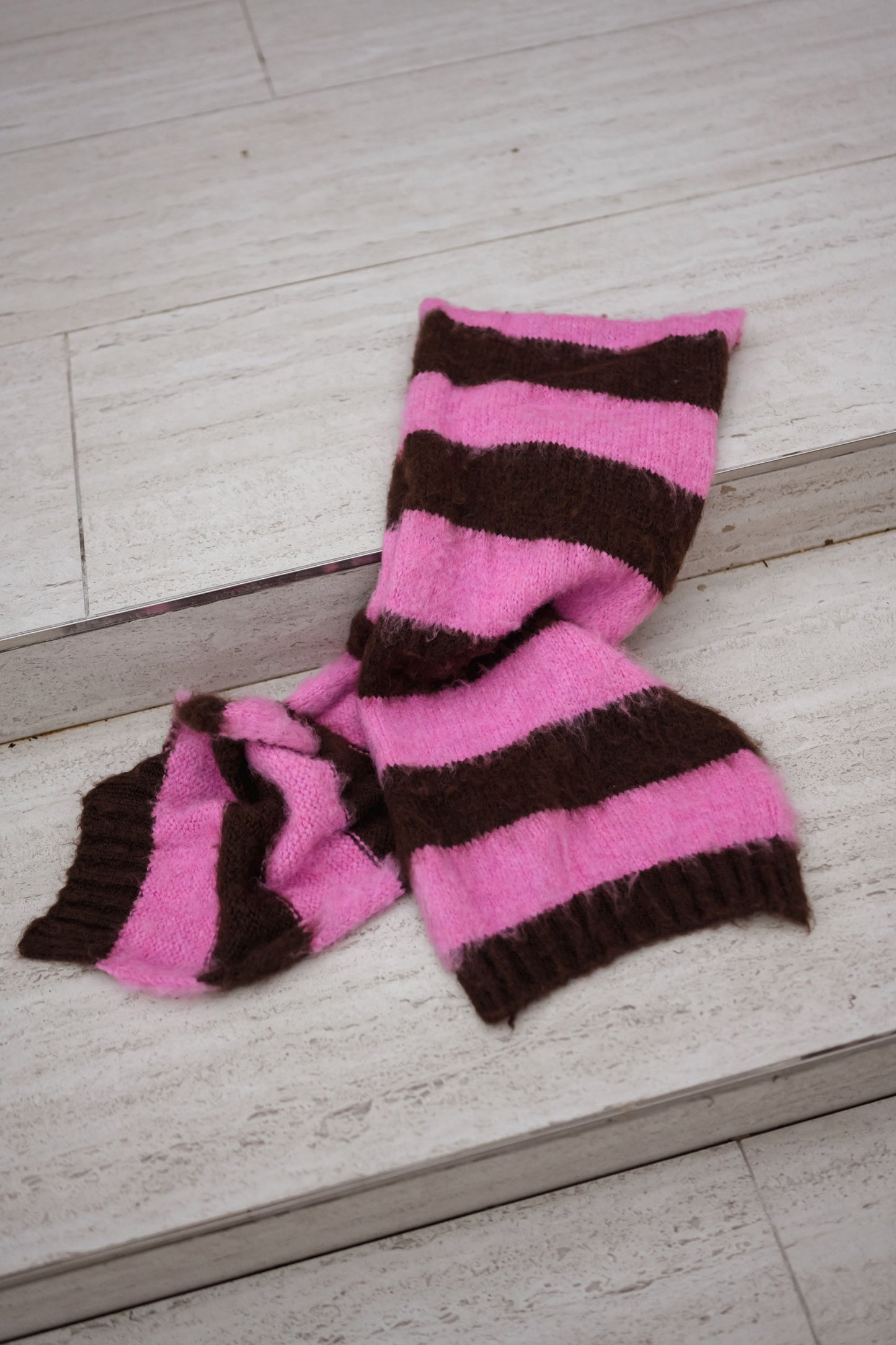 Brown and Pink Striped Stina Scarf
