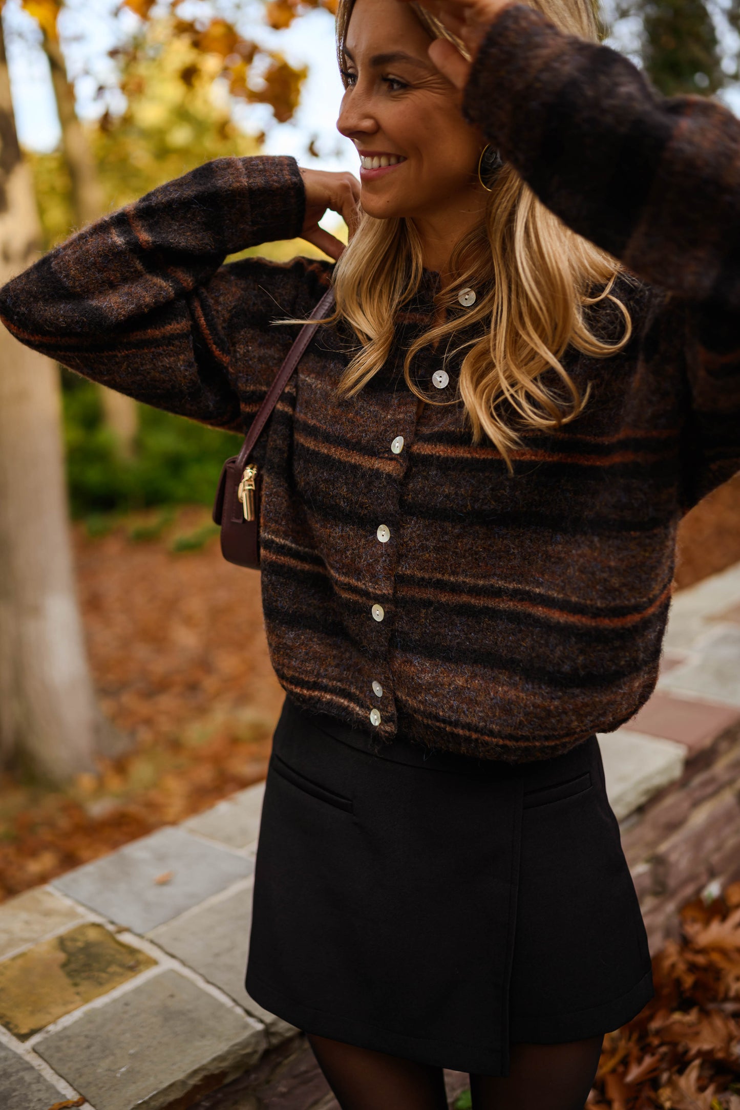 Brown Striped Audelia Cardigan