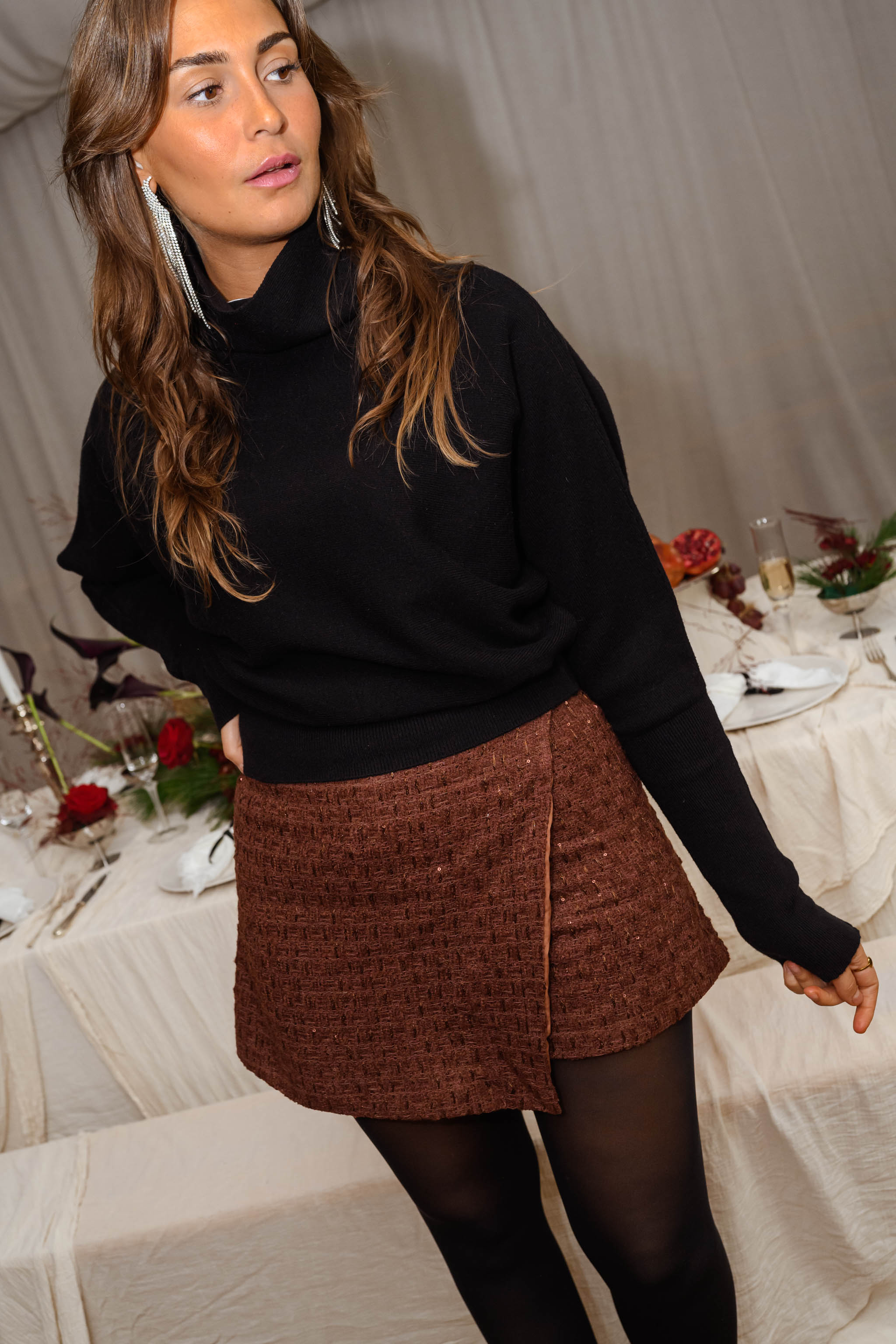 Brown Simon Tweed Skort