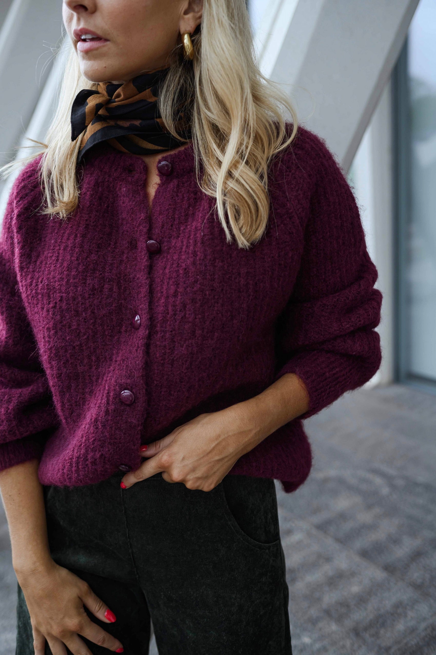 Burgundy Elony Cardigan