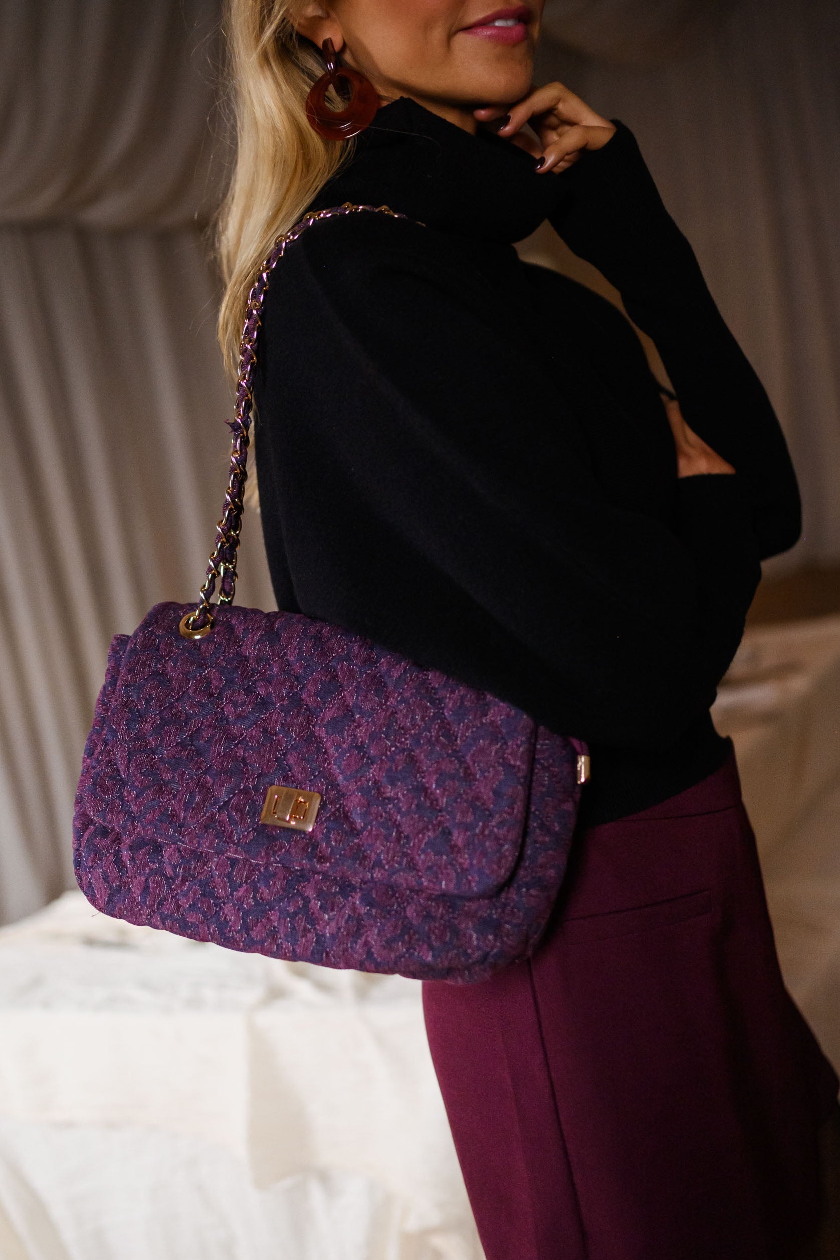 Burgundy Leopard Meva Bag