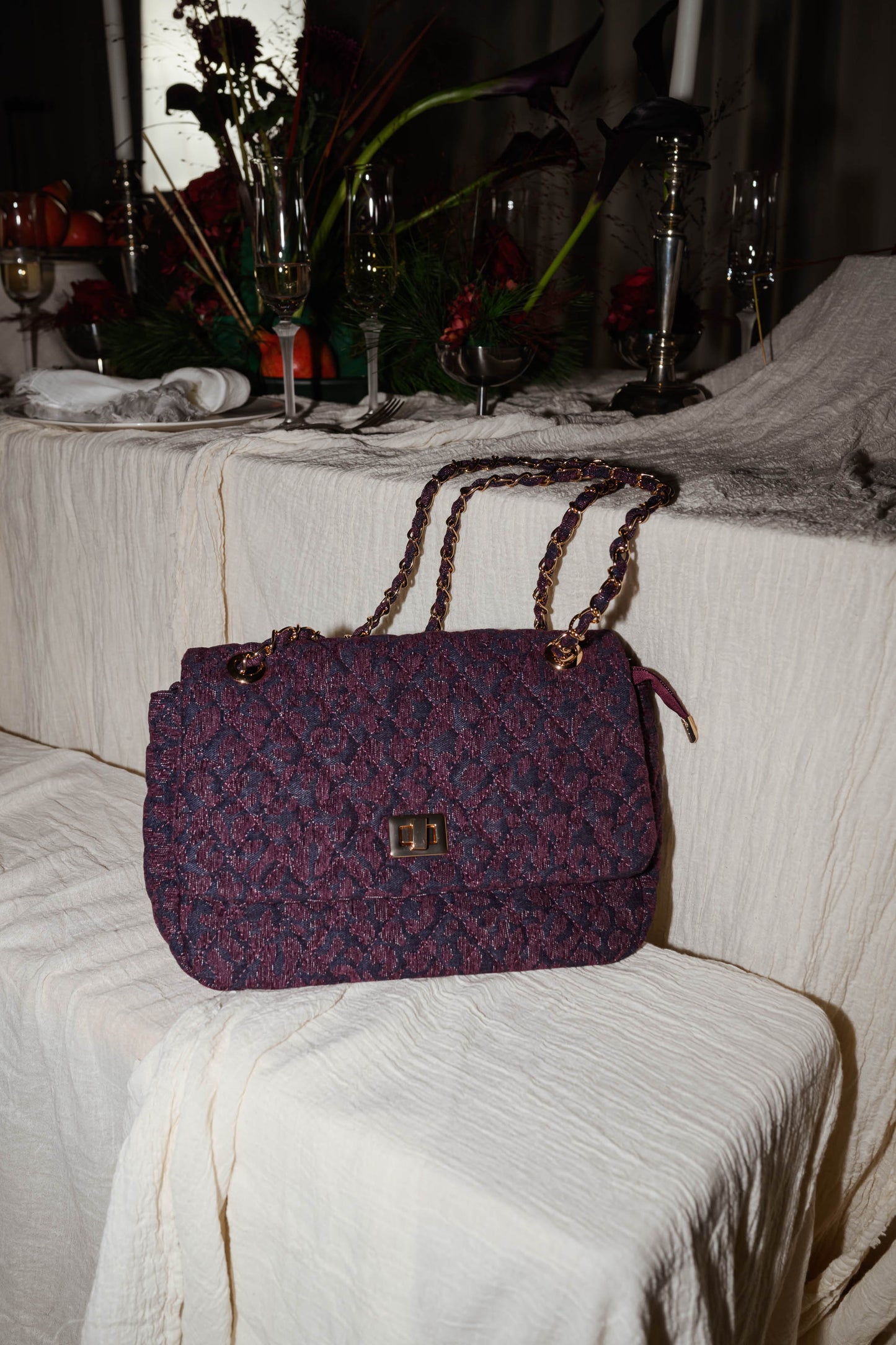 Burgundy Leopard Meva Bag