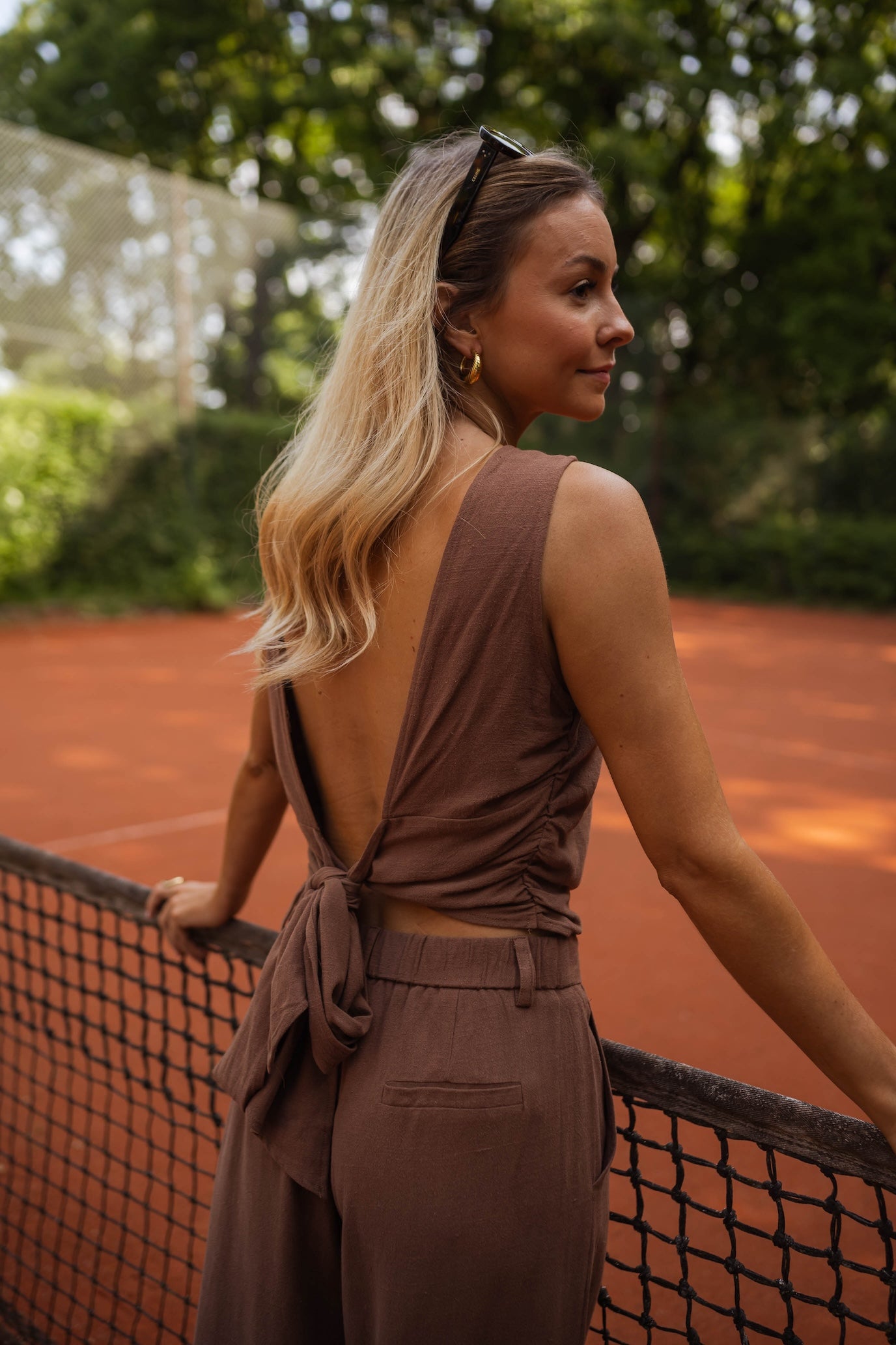 Chocolate Noelie Linen Top