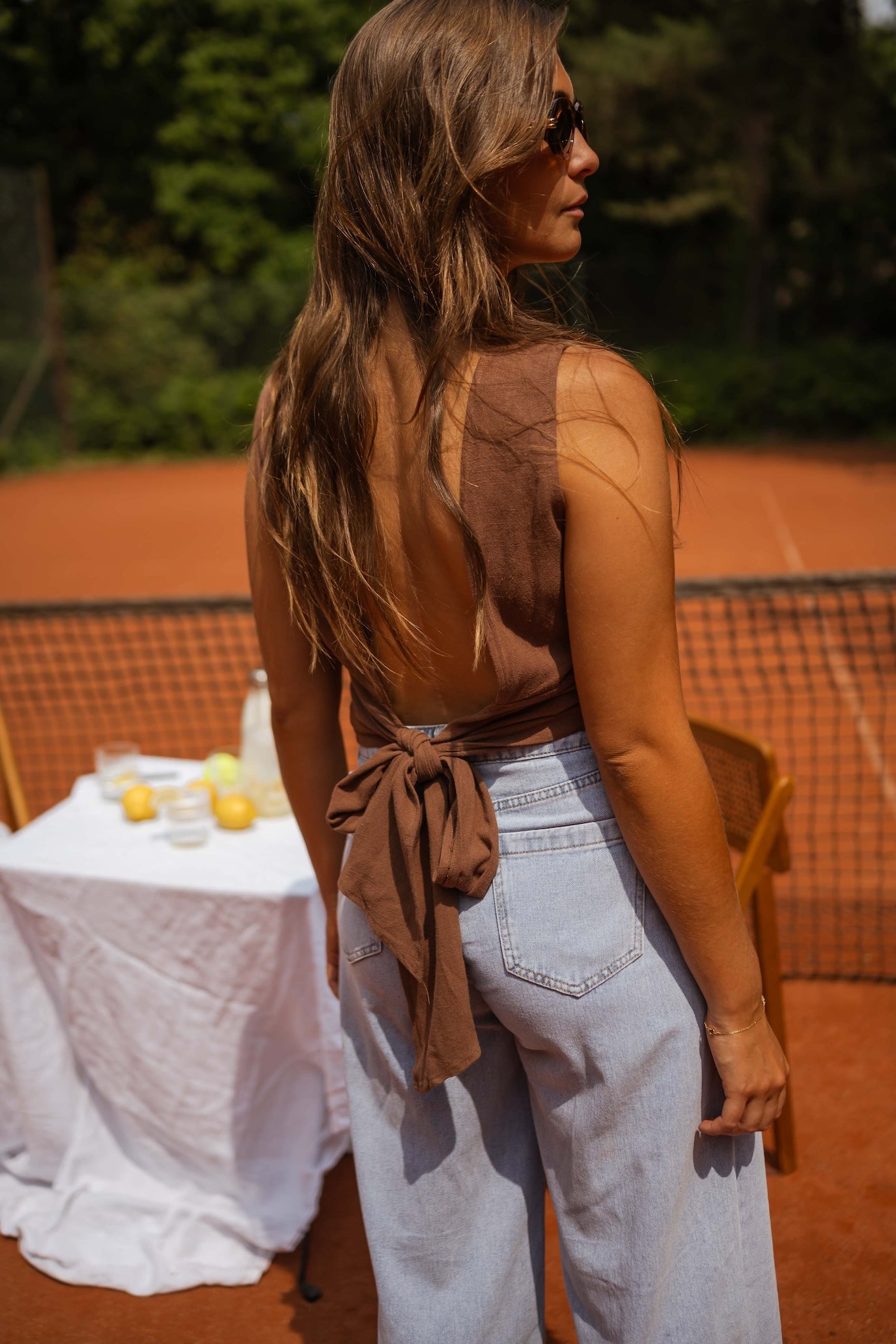 Chocolate Noelie Linen Top