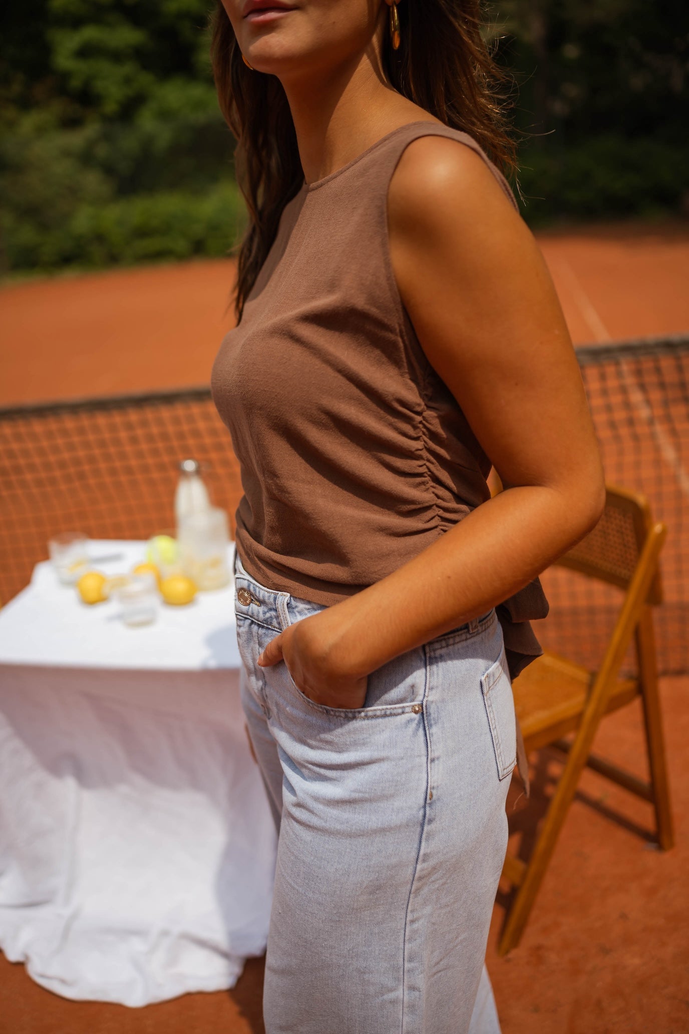 Chocolate Noelie Linen Top