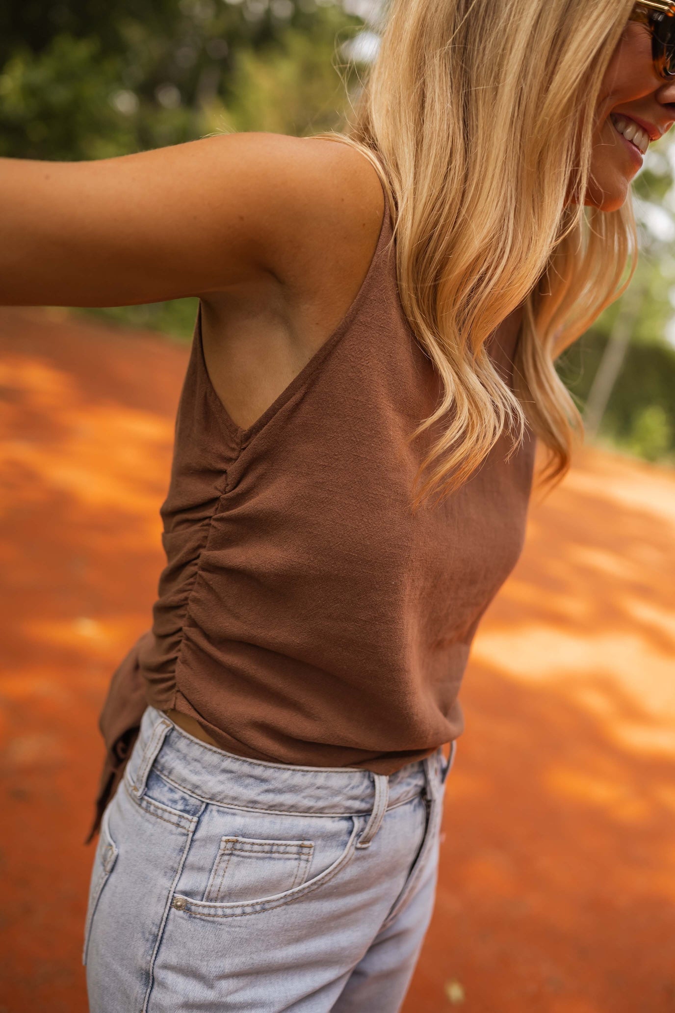 Chocolate Noelie Linen Top