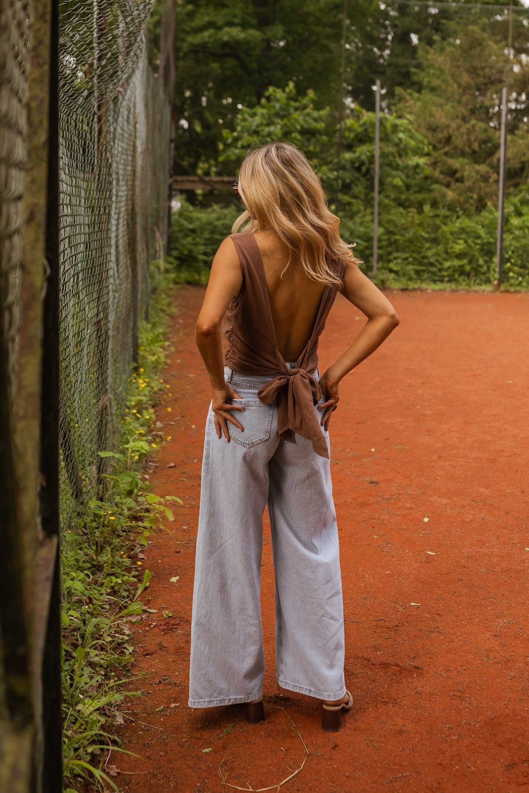 Chocolate Noelie Linen Top