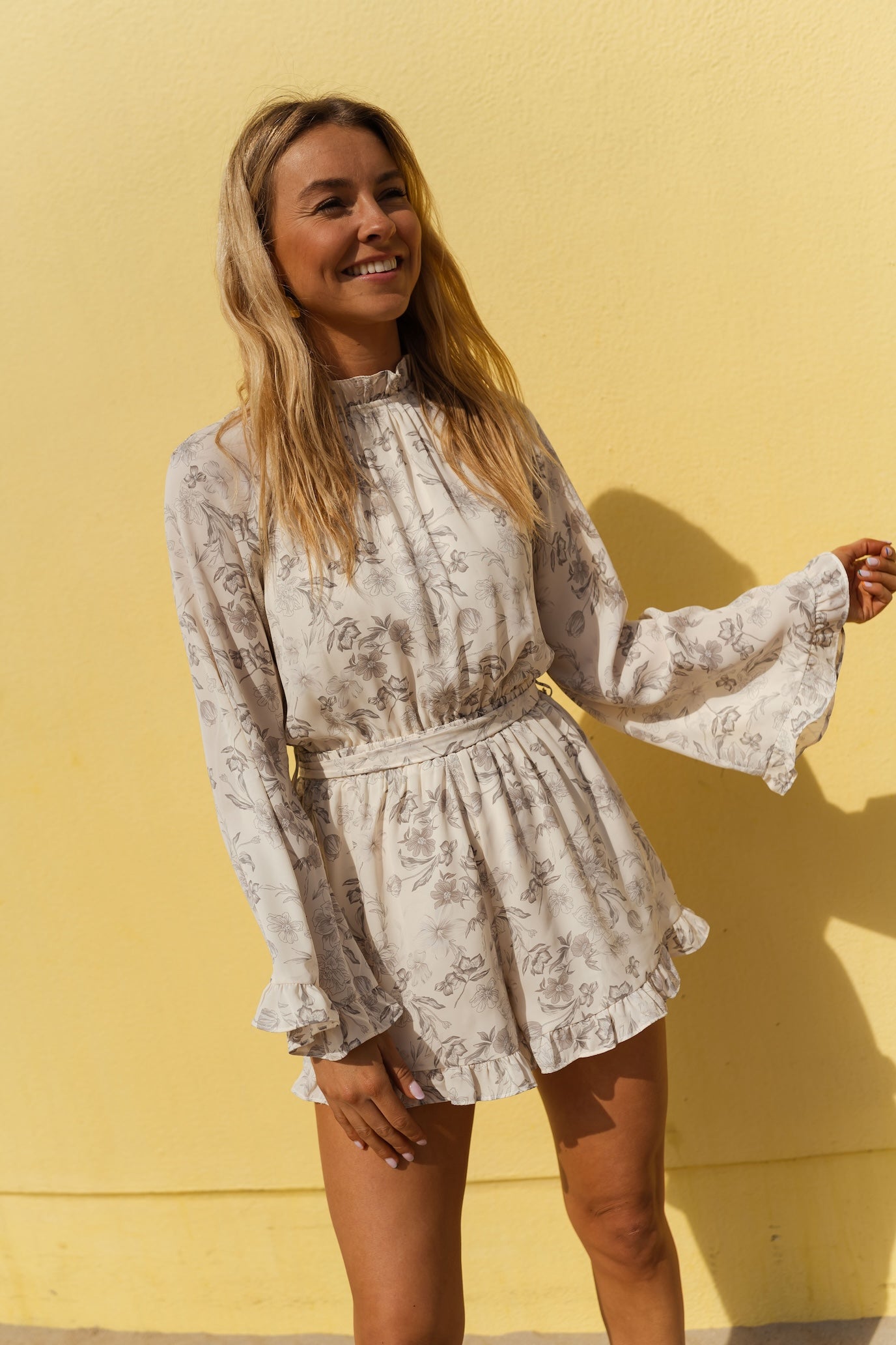 Ecru and Black Floral Ulysse Jumpsuit