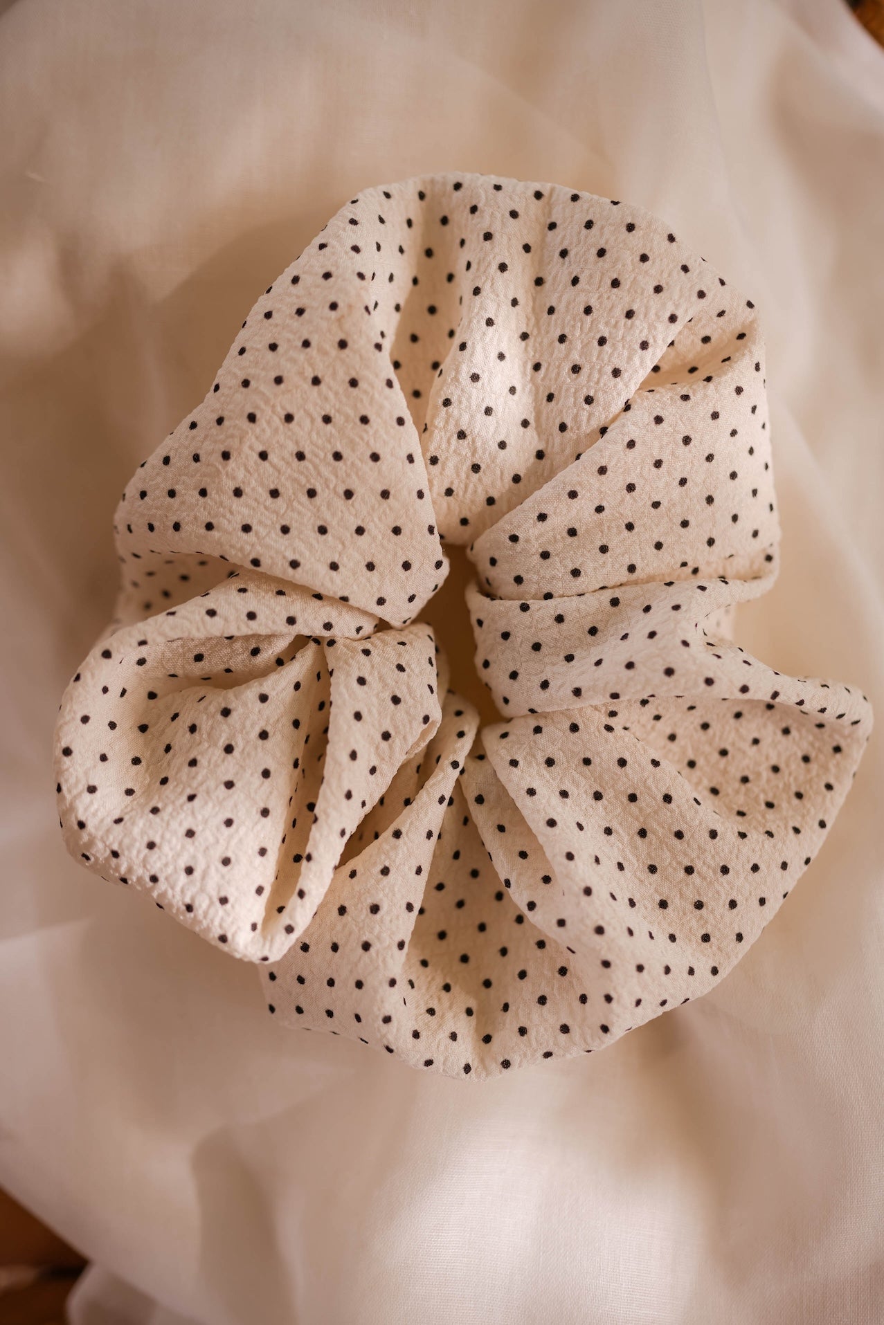 Ecru and Black Polka Dot Esta Scrunchie