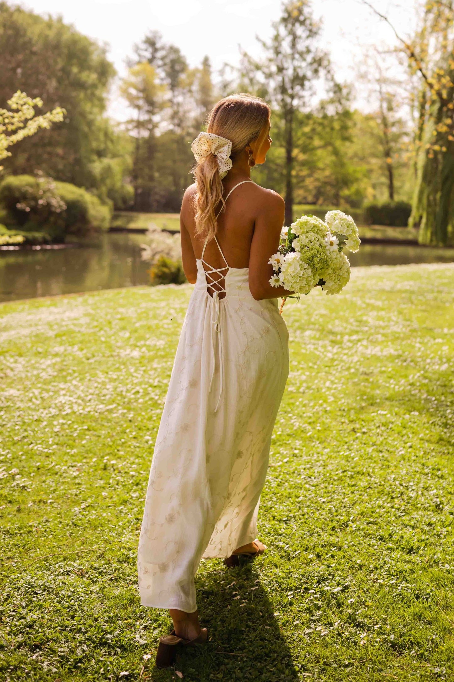 Ecru and Black Polka Dot Esta Scrunchie