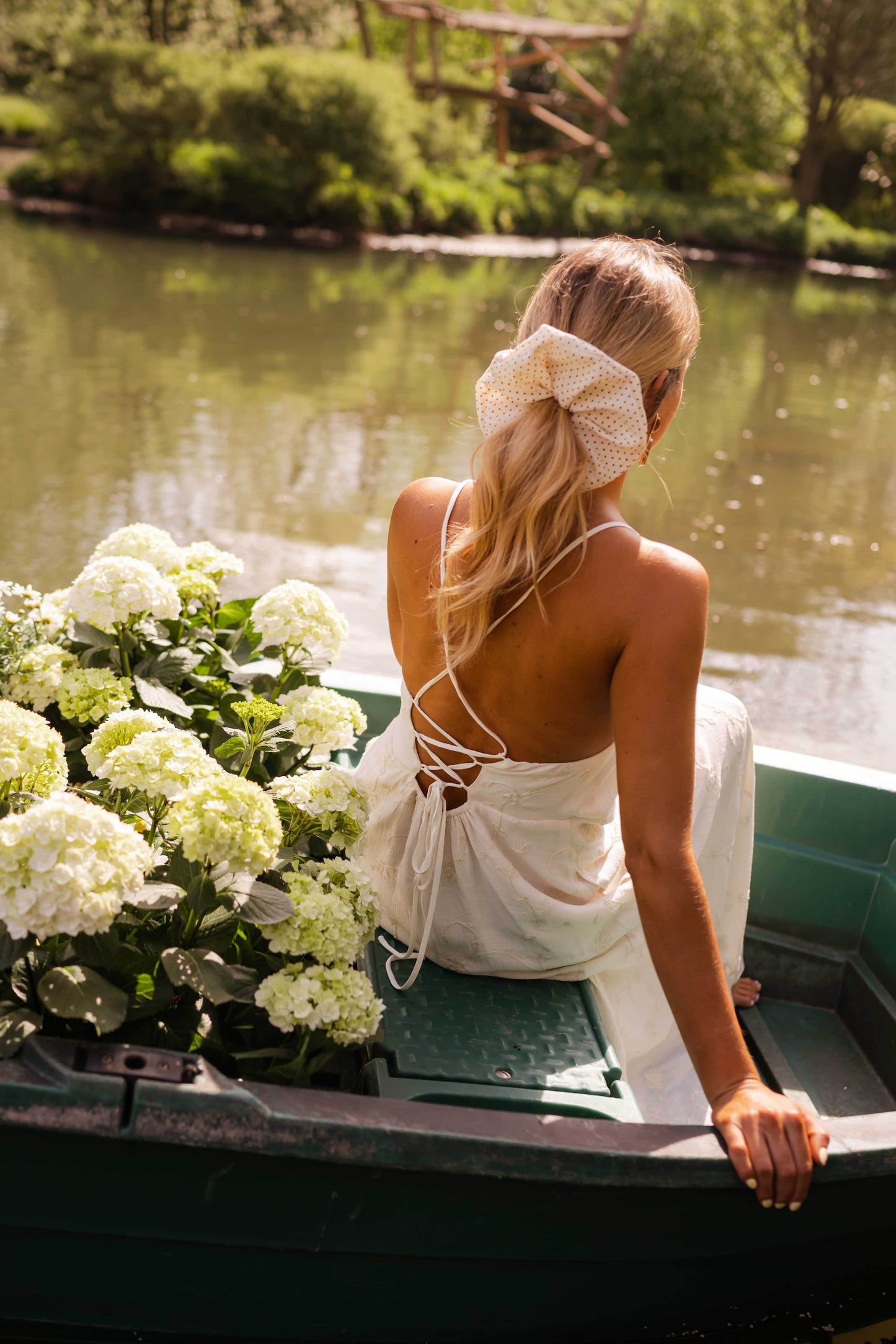 Ecru and Black Polka Dot Esta Scrunchie