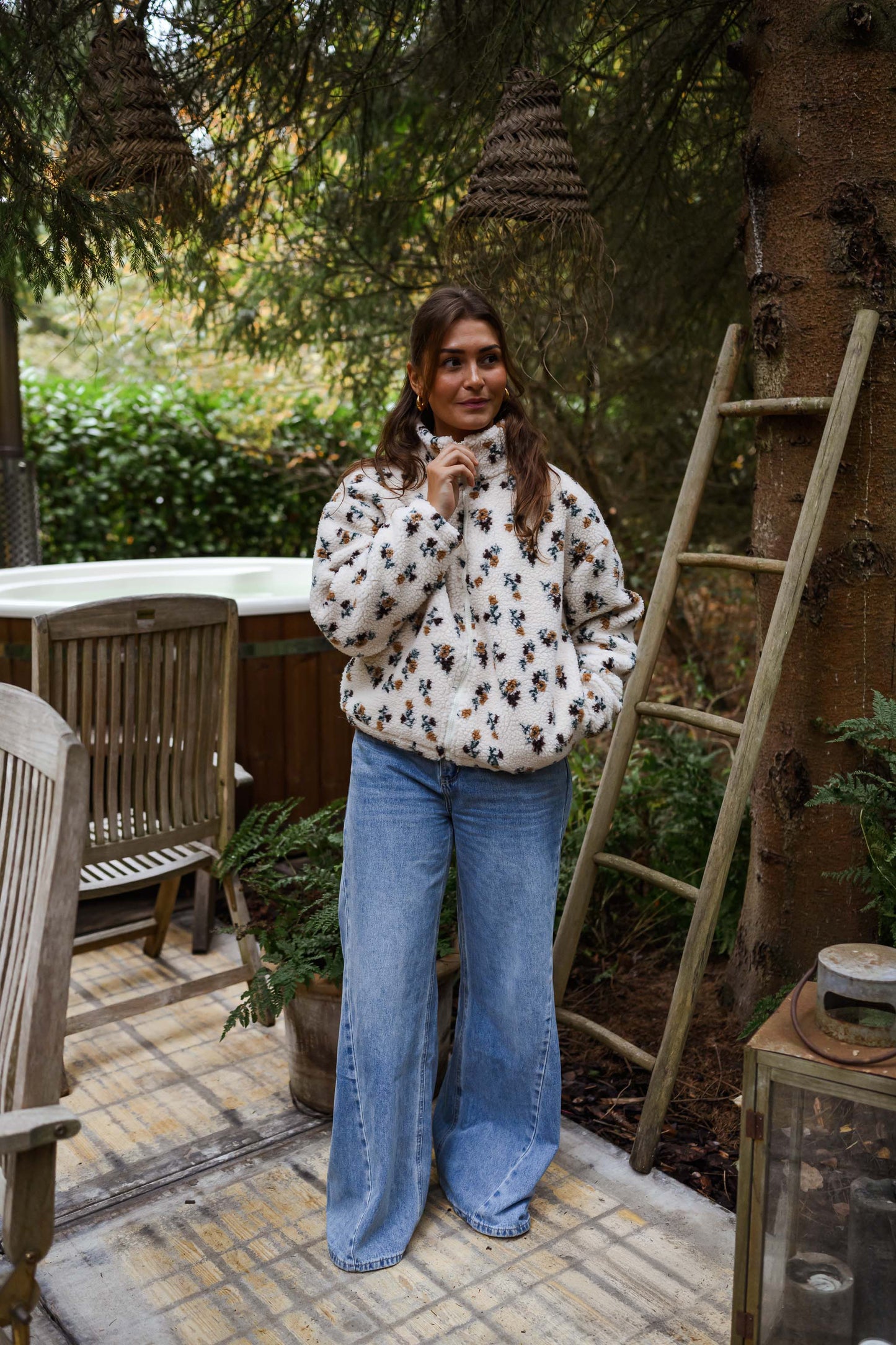 Ecru Floral Alice Fleece Jacket