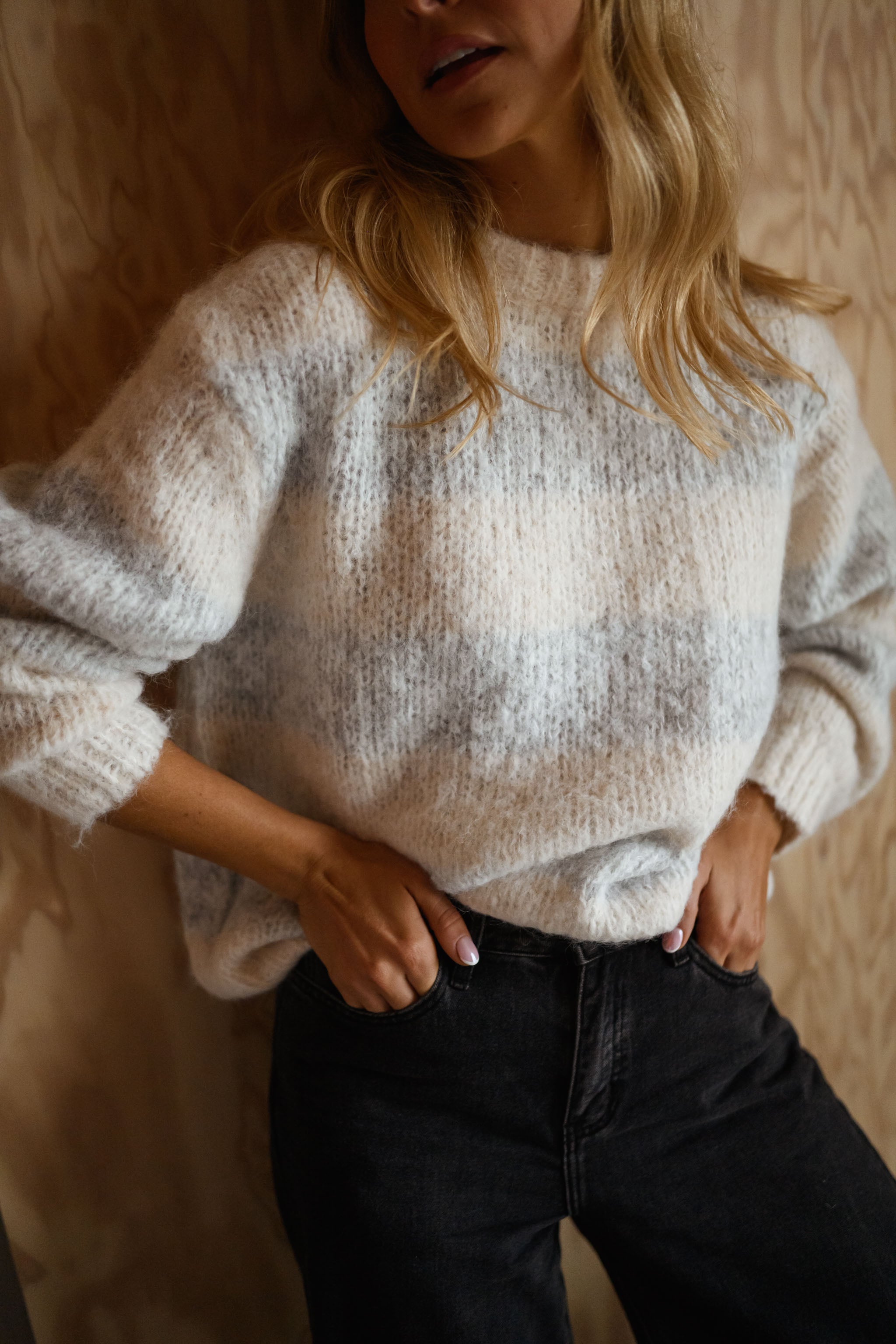 Ecru and Grey Debby Sweater