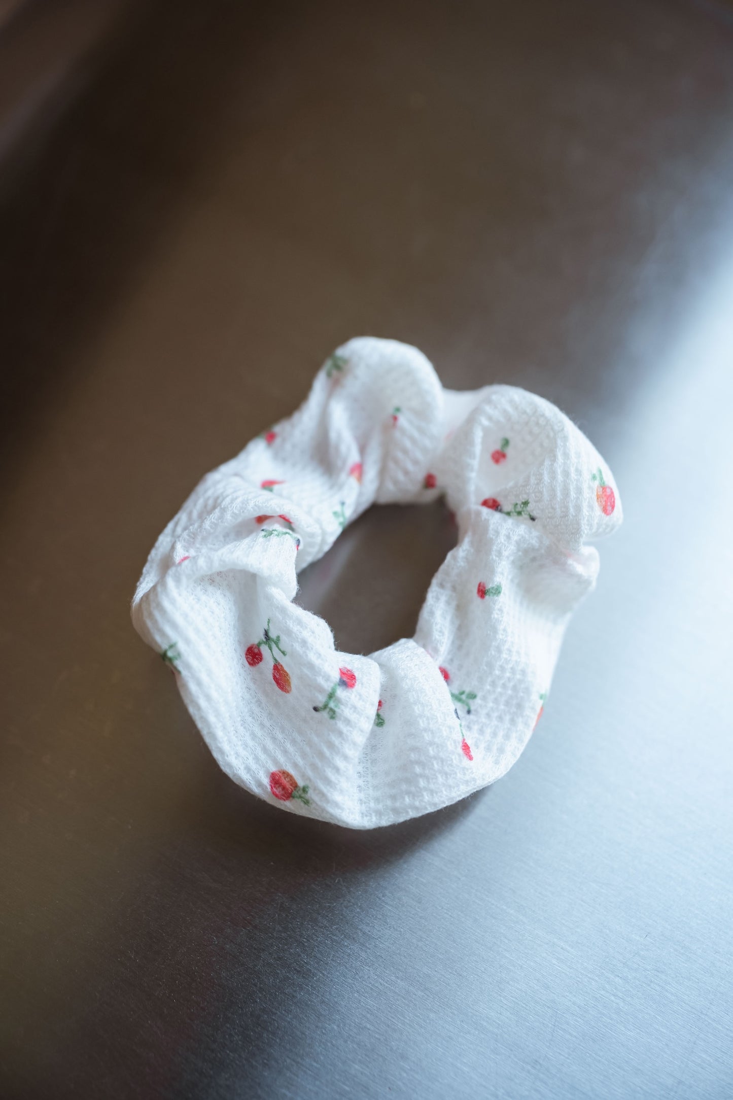 Ecru and Red Floral Alon Scrunchie